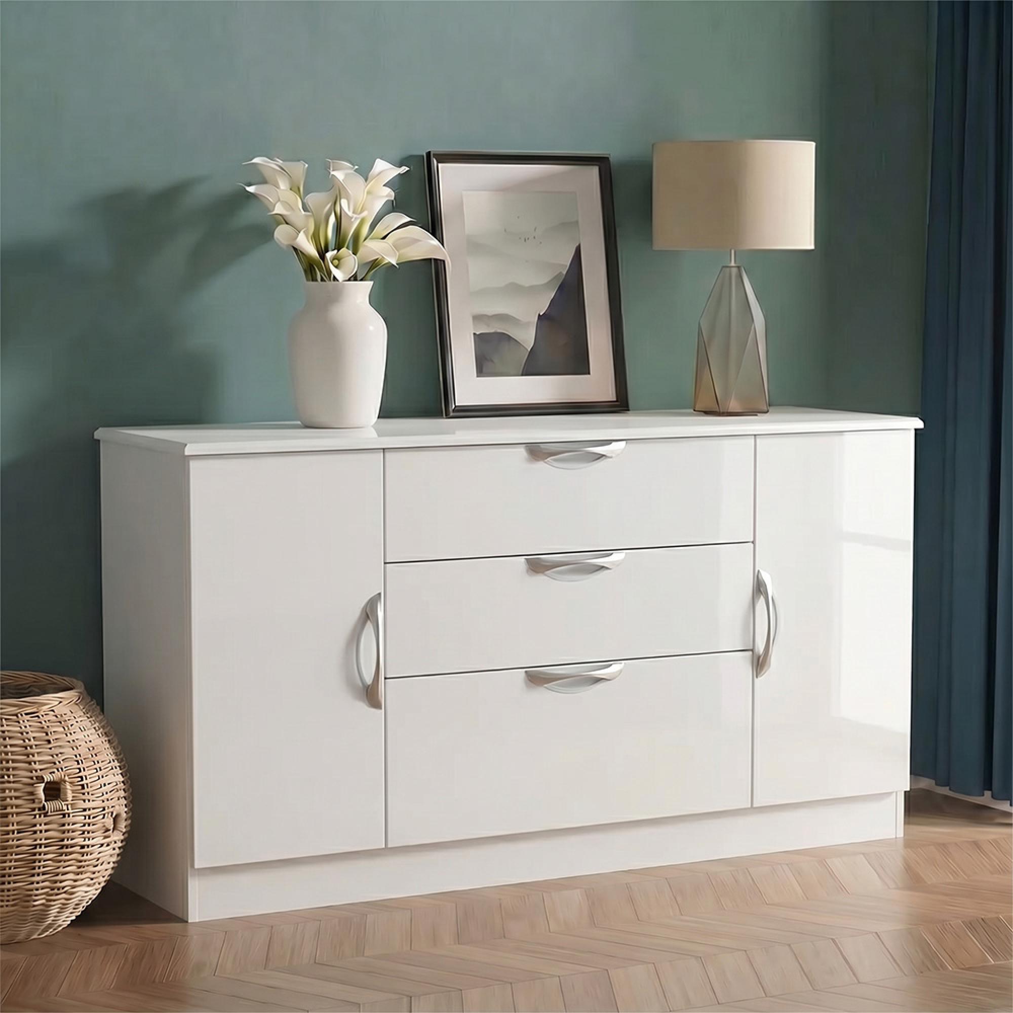 Camden Sideboard - Wide - 2 Doors - White Gloss