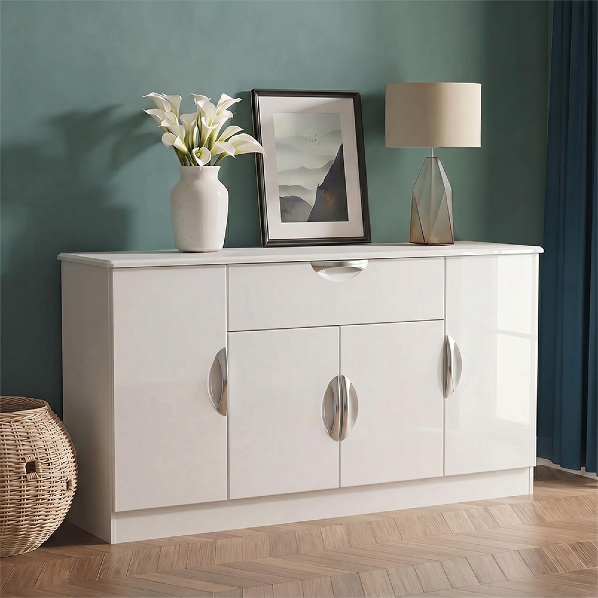 Camden Sideboard - Wide - 4 Doors - White Gloss