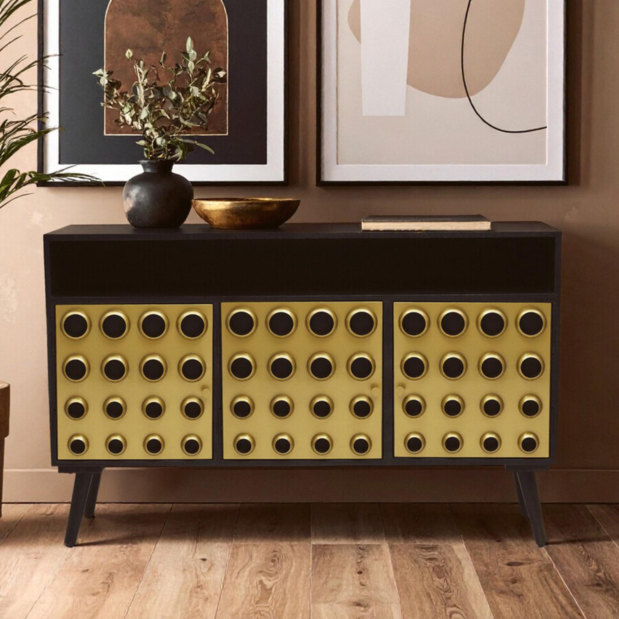 Arti Sideboard - 3 Door - 130cm - Black - Mango Wood - Medium