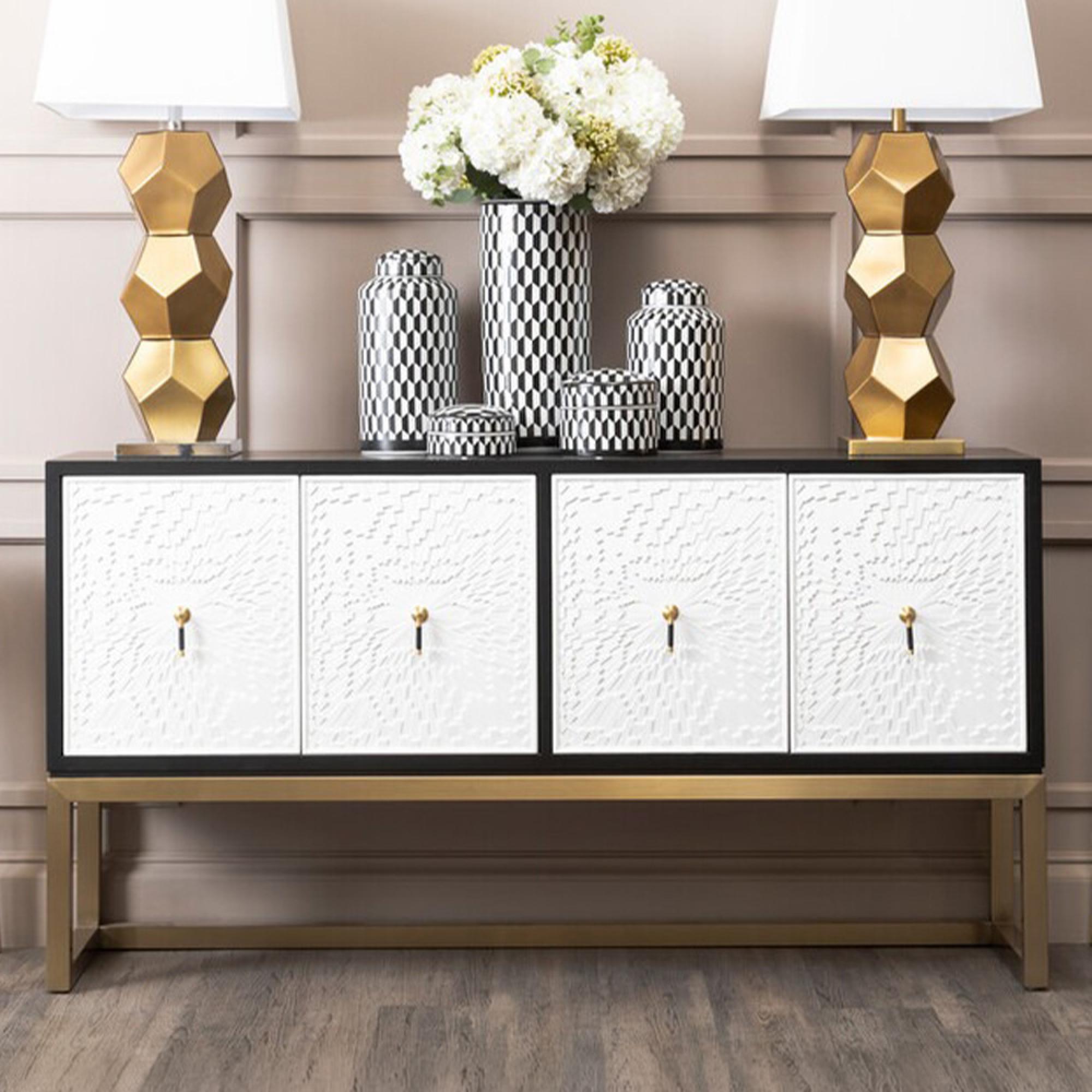 Dumas Sideboard - 4 Door - Large - Black and White - 170cm