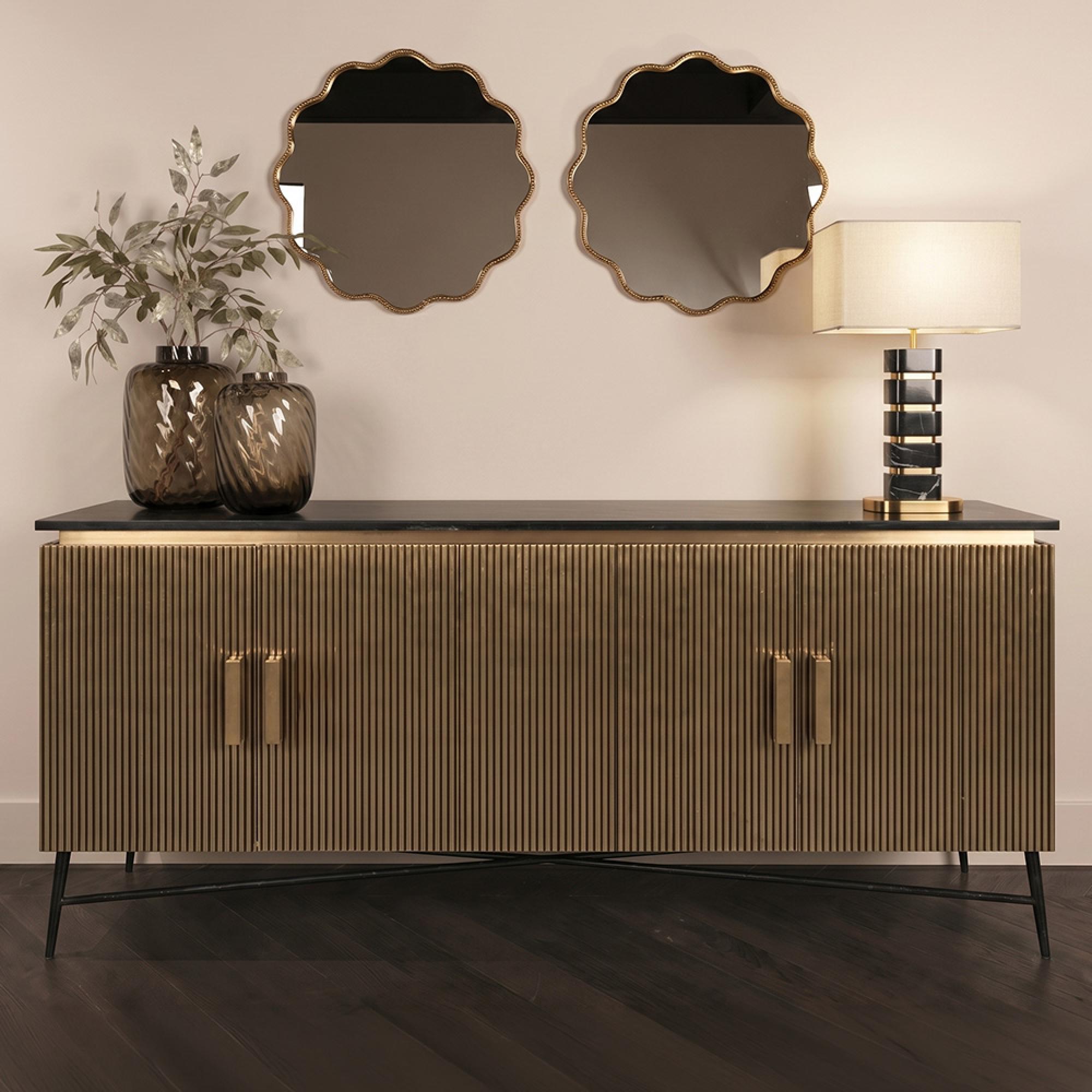 Ironville Brass Ribbed Large 4 Door Sideboard