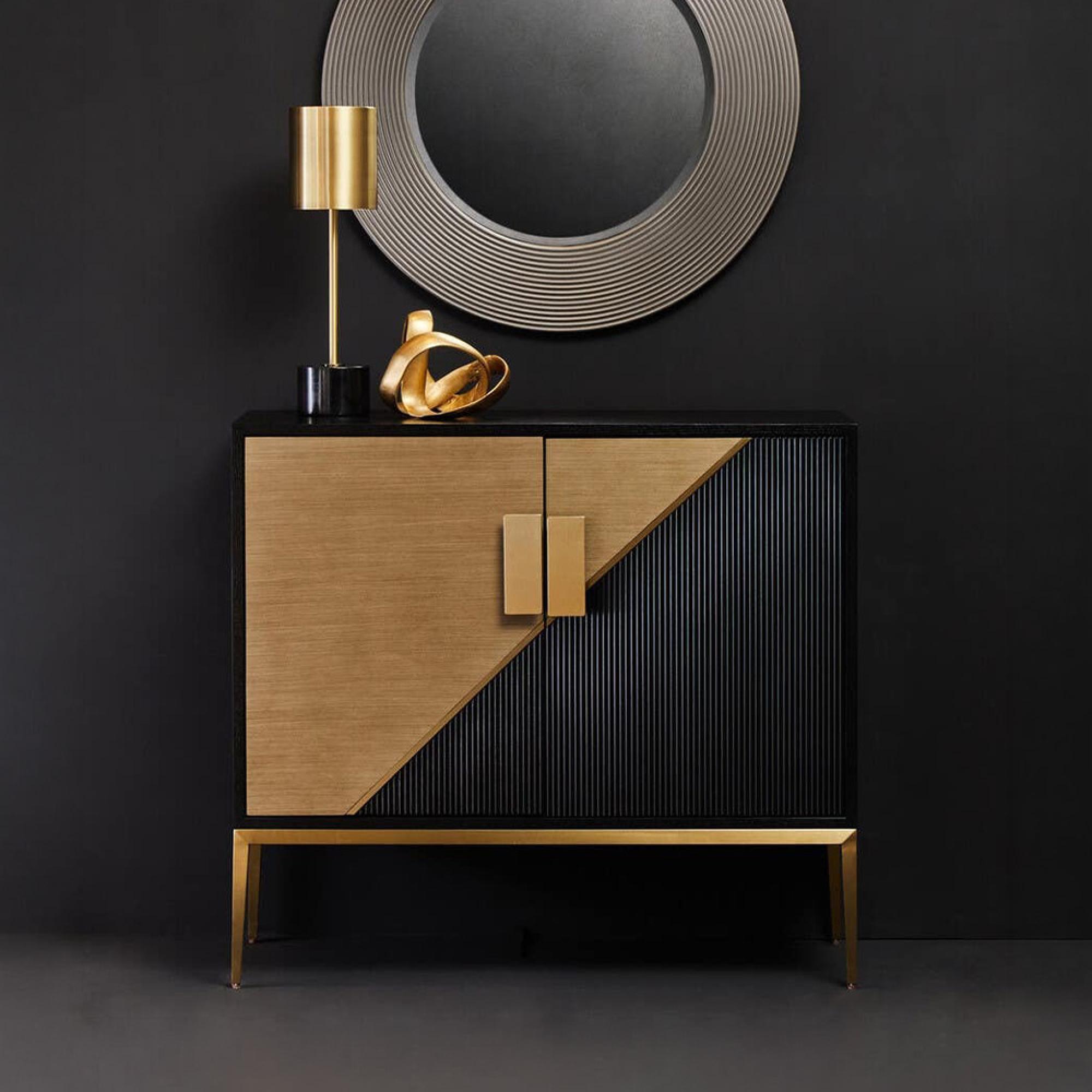 Davoli Sideboard - 2 Door - Small - Black and Gold - 100cm
