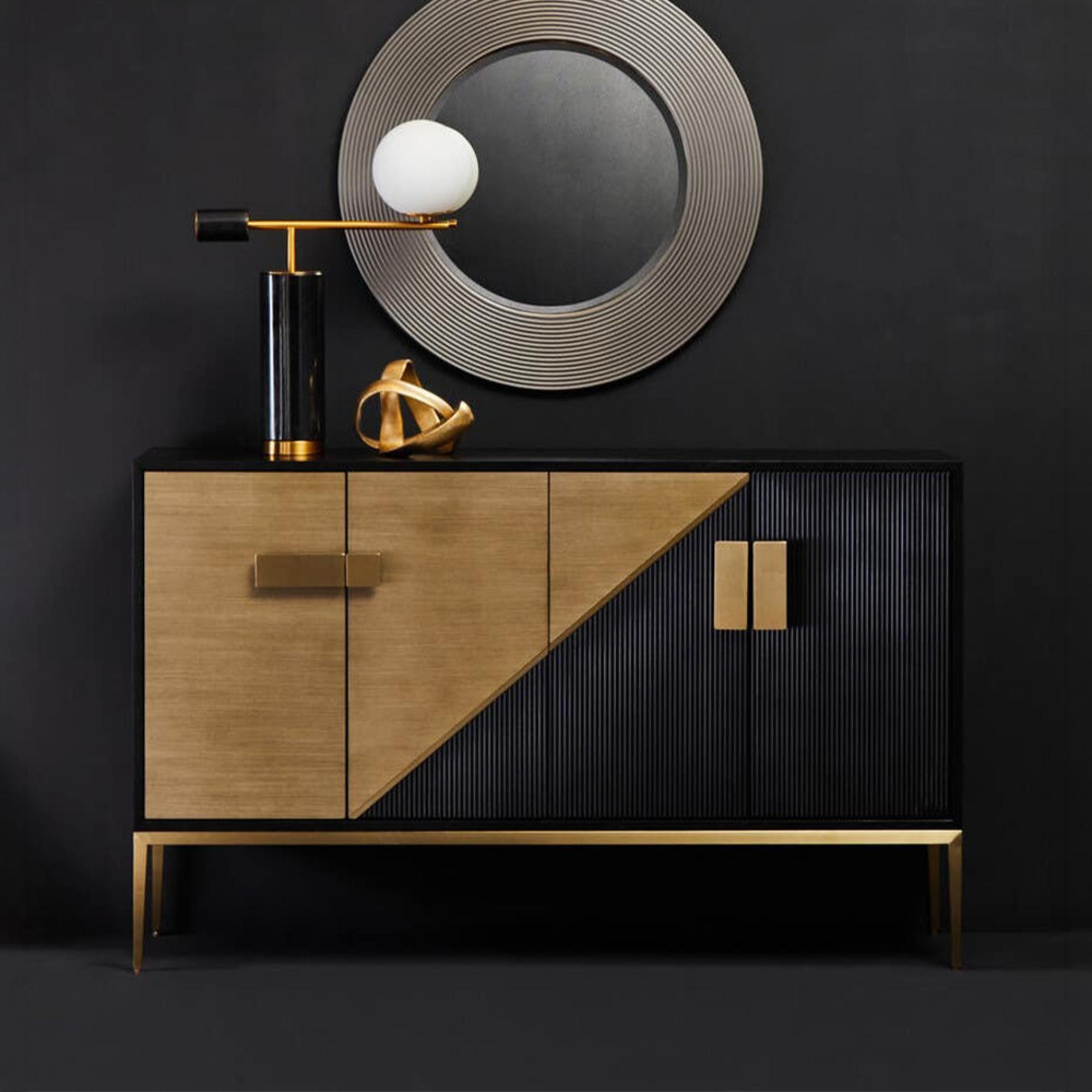 Davoli Sideboard - 4 Door - Medium - Black and Gold - 150cm