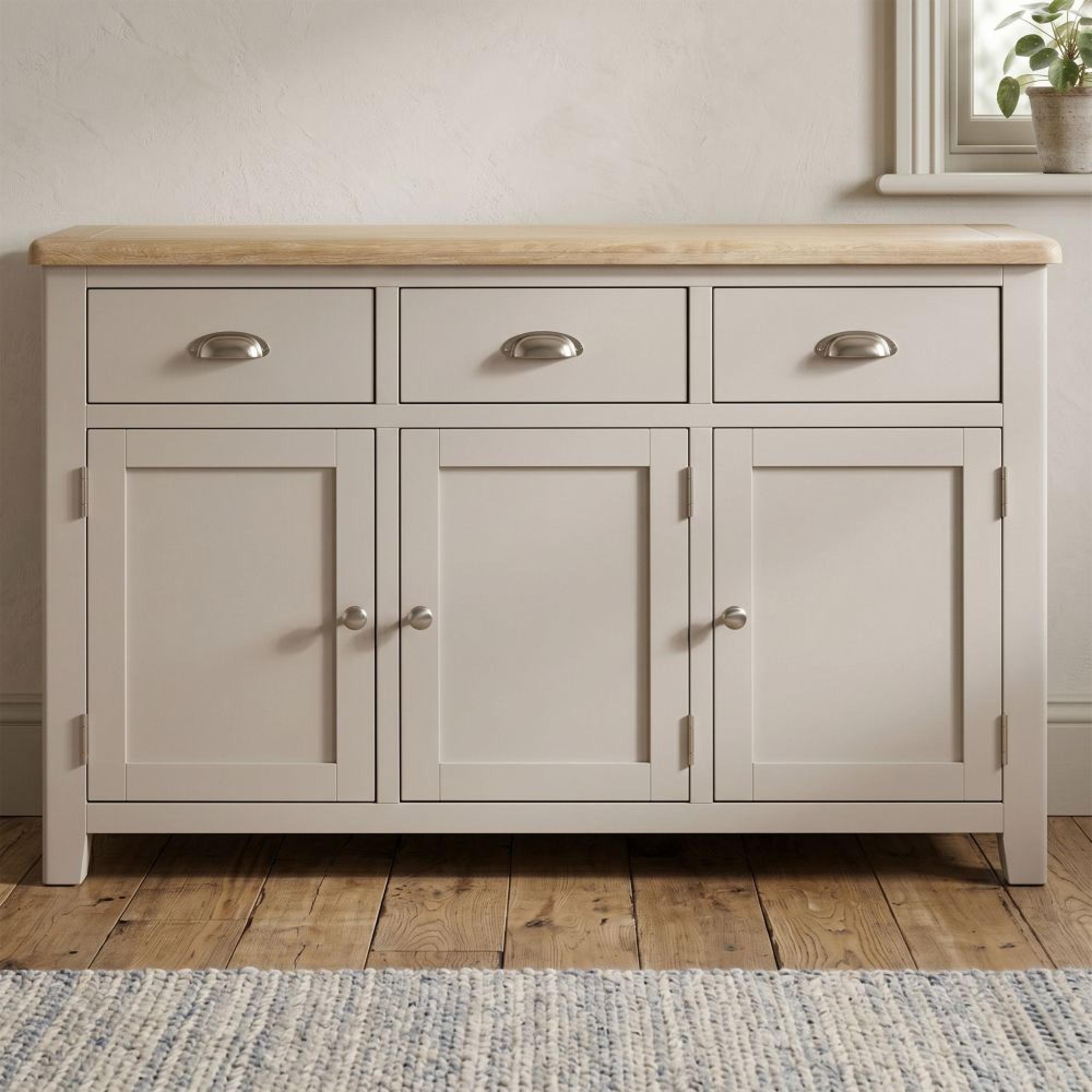 Windermere Painted Sideboard - 3 Door - Large - Oyster Grey