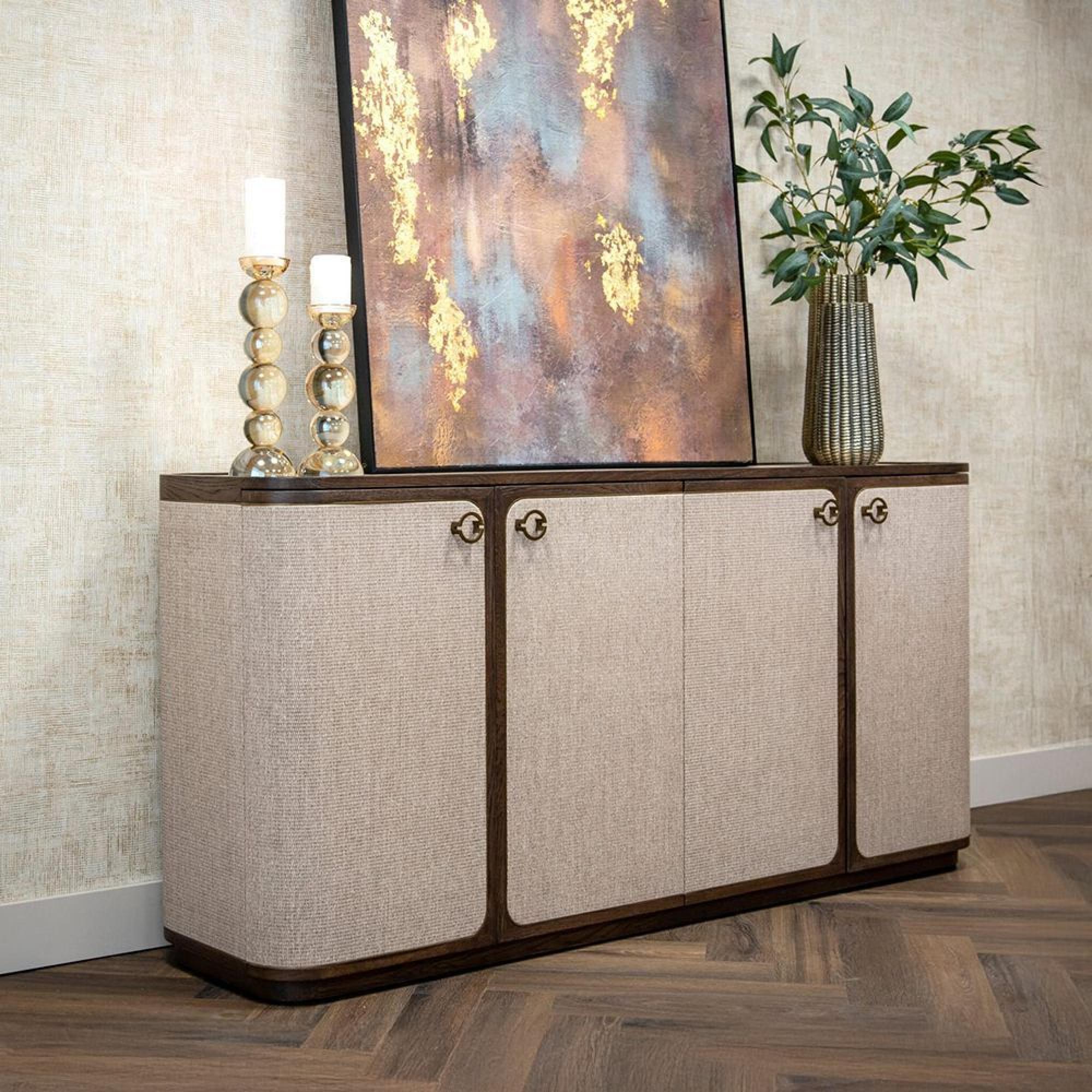 Willox Curved Sideboard - 4 Door - Large - Beige and Brown - Oak
