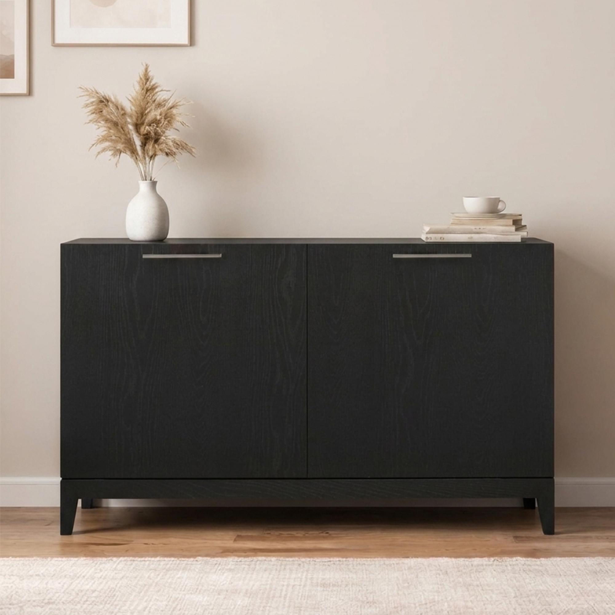Peony Sideboard - 2 Door - Medium - Wenge Black - Wood