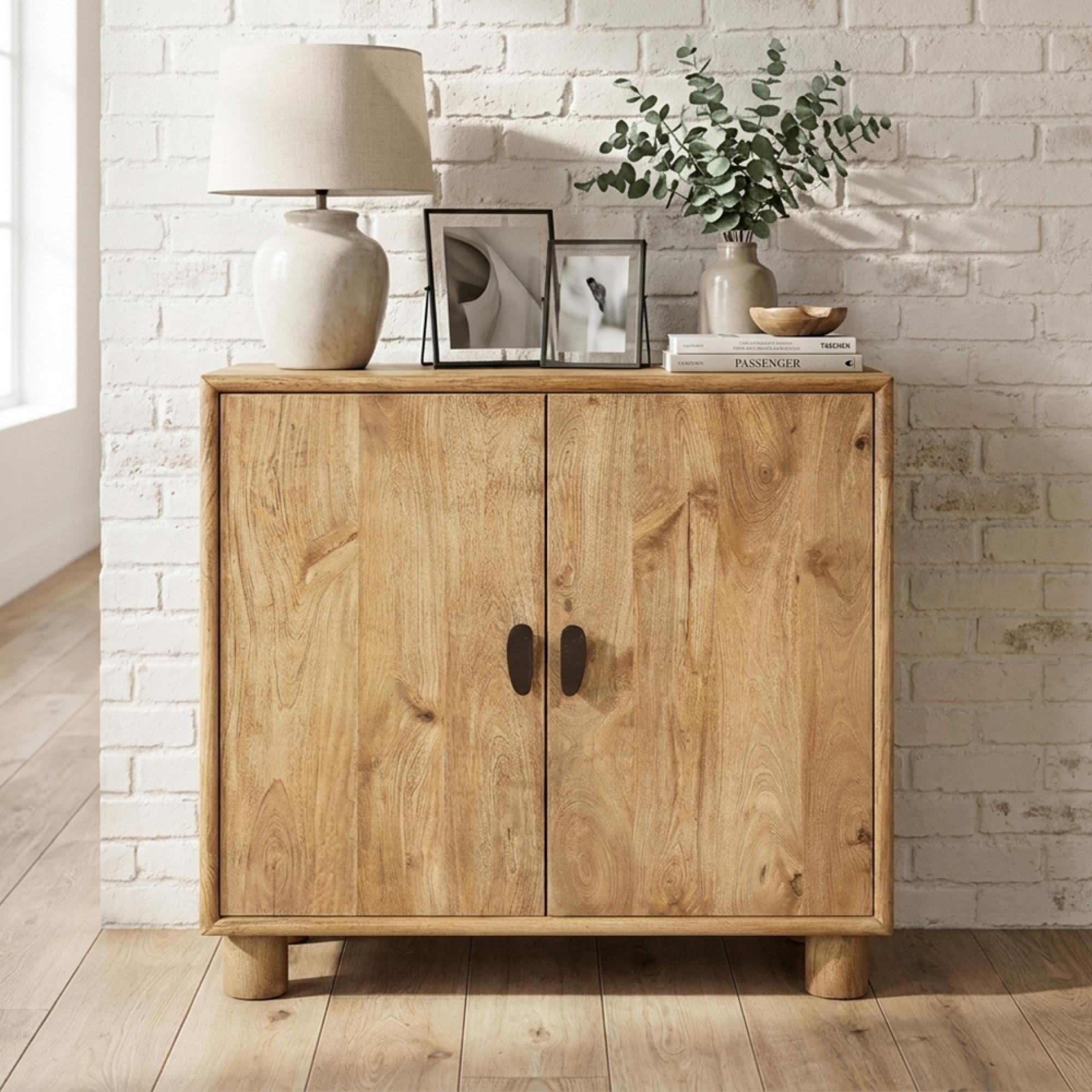 Square Sideboard - 2 Door - Small - Natural - Mango Wood