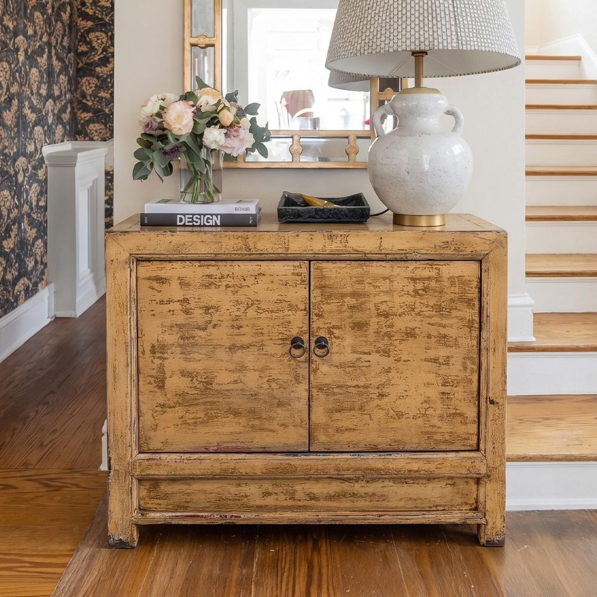 Distressed Sideboard - 2 Door - 96cm - Small - Yellow Washed - Reclaimed Wood