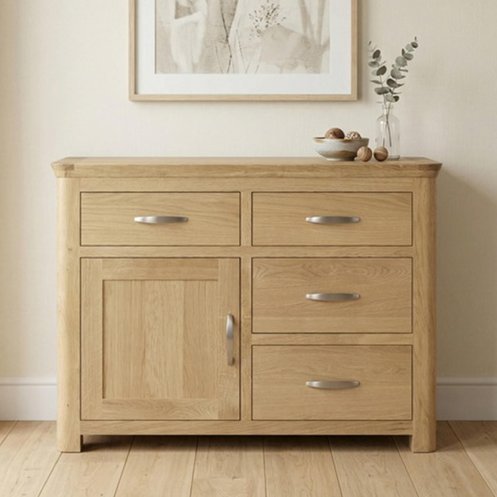 Treviso Oak Sideboard - 1 Door - 107cm - Small