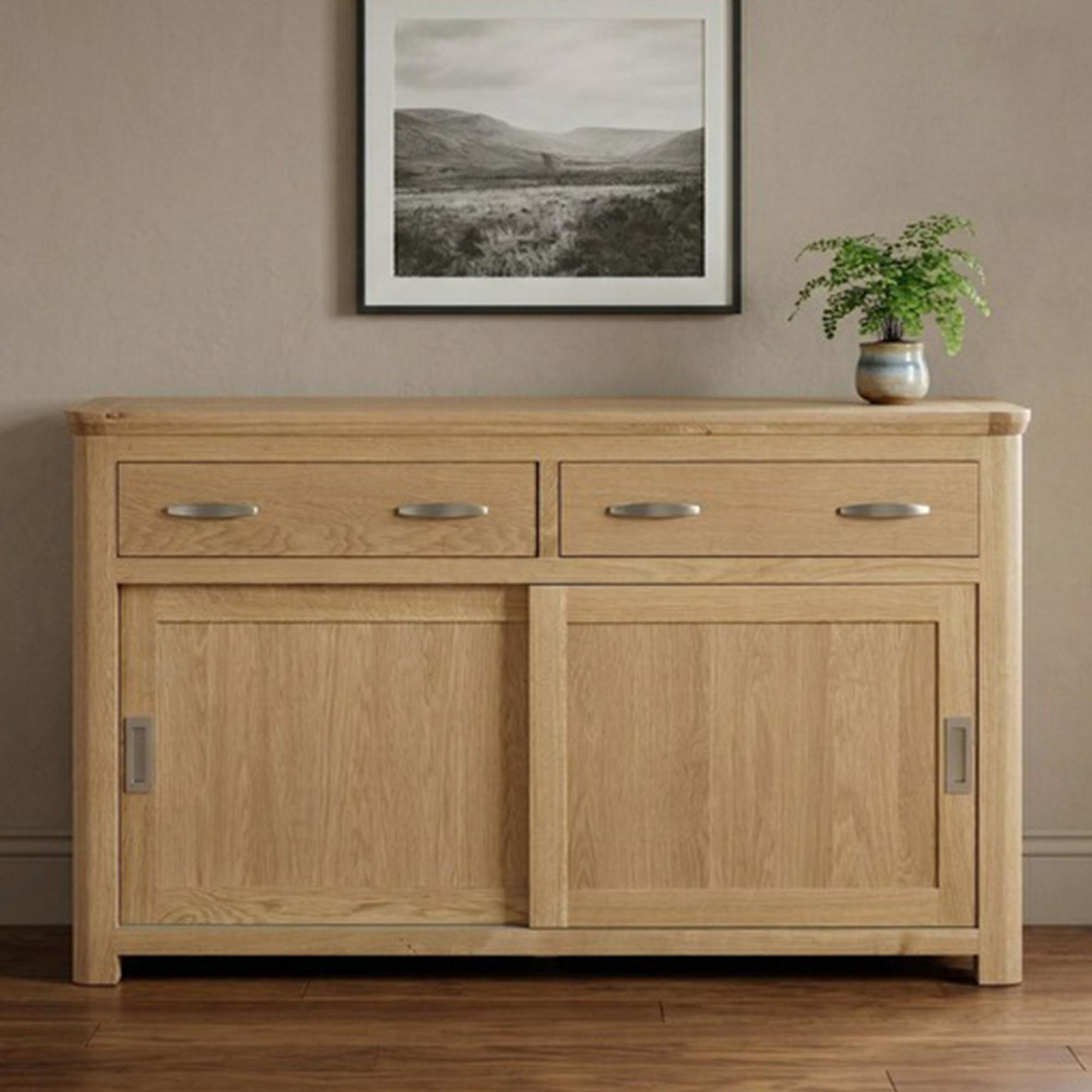 Treviso Oak Sideboard - 2 Sliding Door - 150cm - Medium