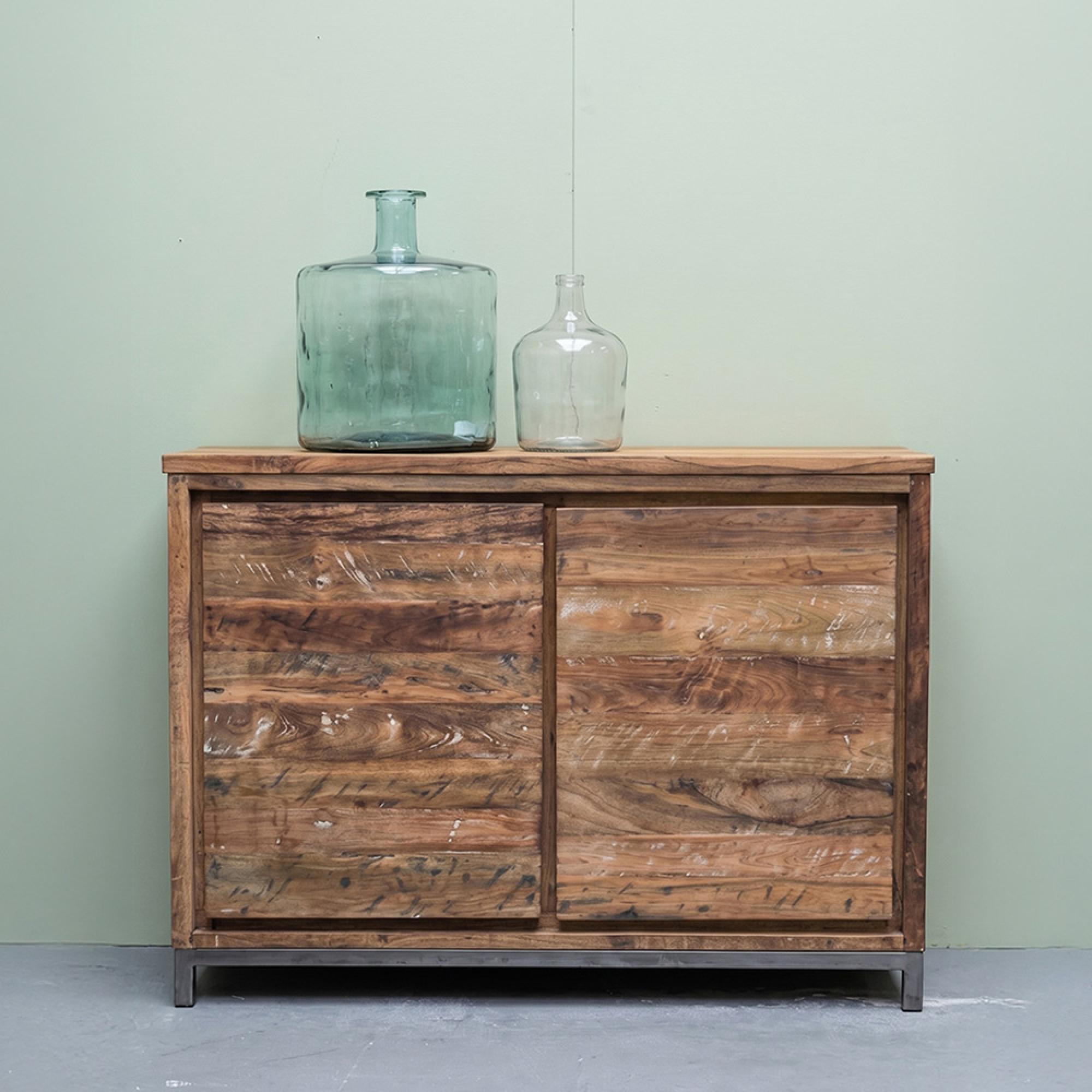 Boston Sideboard - 2 Door - 120cm - Small - Natural - Recycled Teak Wood