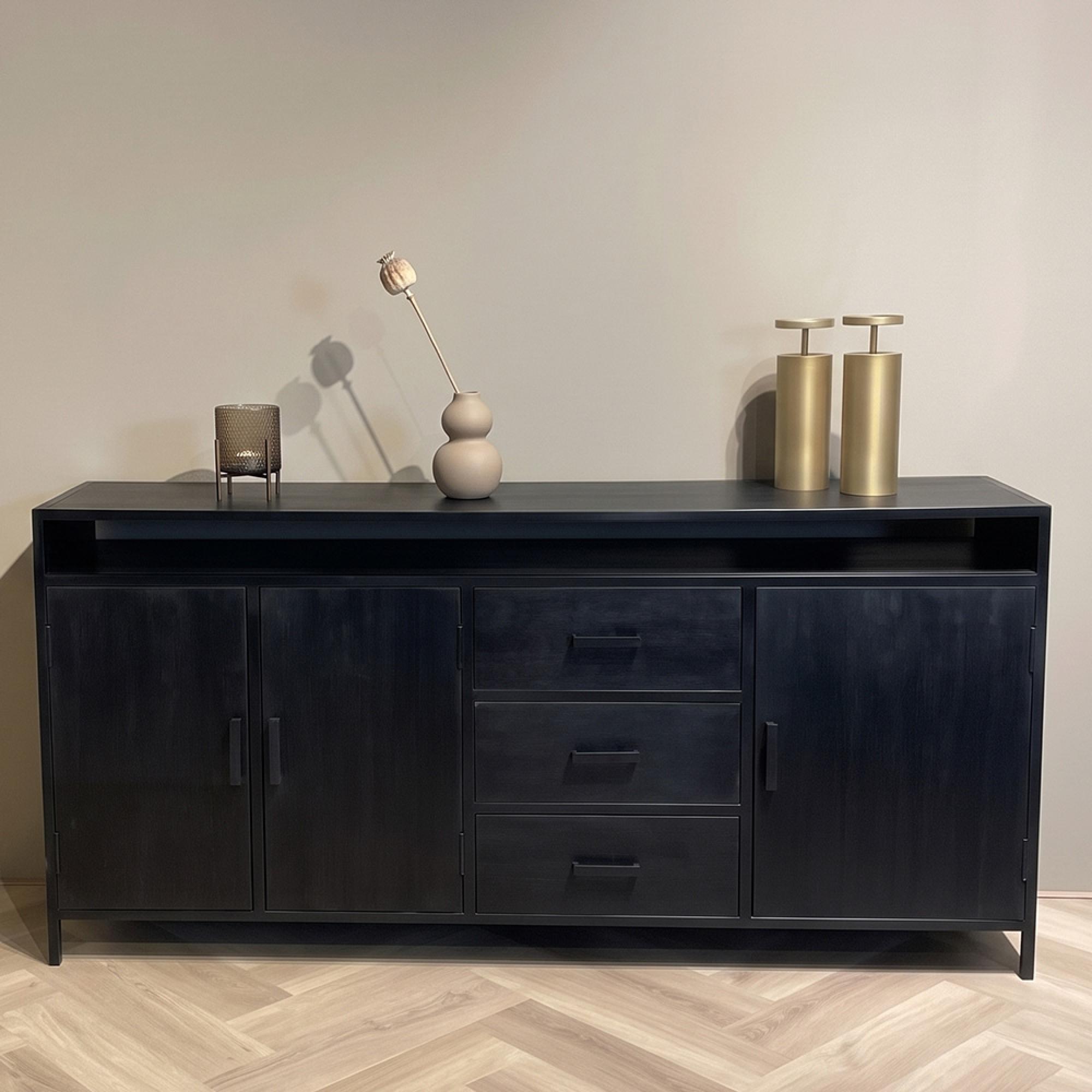 Kala Sideboard - 3 Door - 3 Drawer - 180cm - Large - Black - Mango Wood