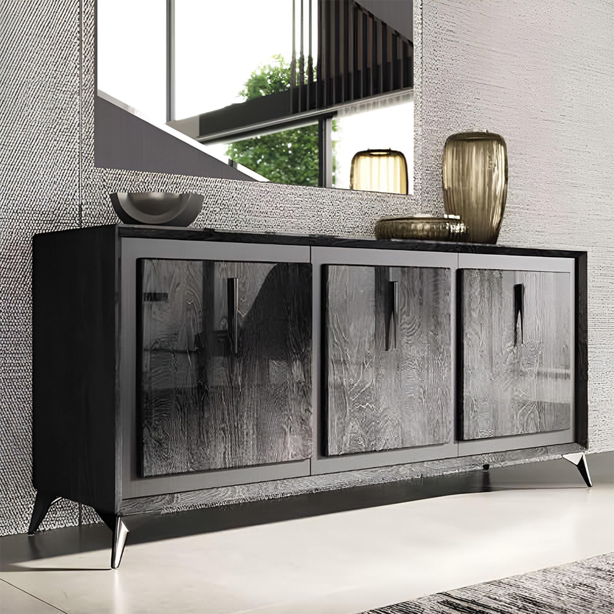 Krystal Italian Sideboard - 3 Door - 190cm - Extra Large - Medblue Birch Gloss