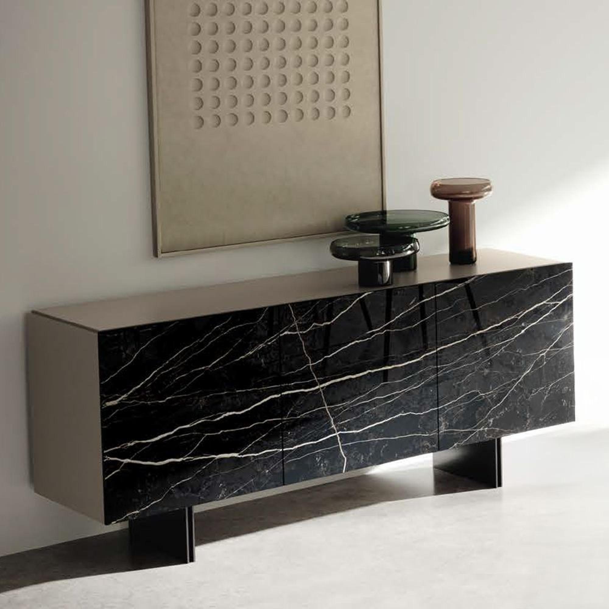 Zenith Italian Sideboard - 3 Door - 178cm - Large - Urban Velvet and Thunder Night - Ceramic and Wooden