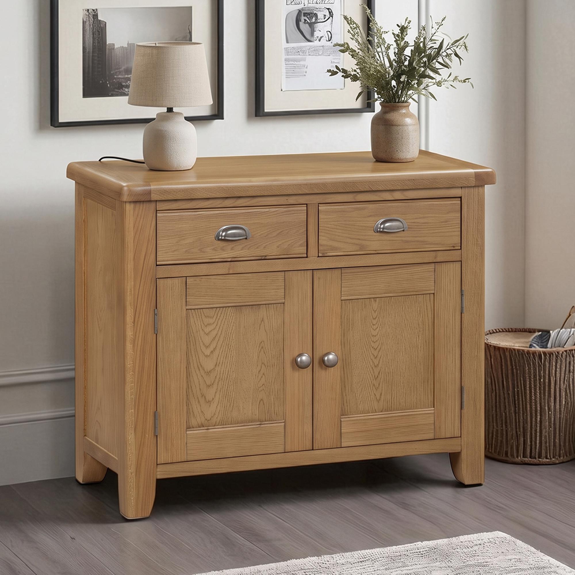Hopewood Oak 2 Door 2 Drawer 110cm Small Sideboard