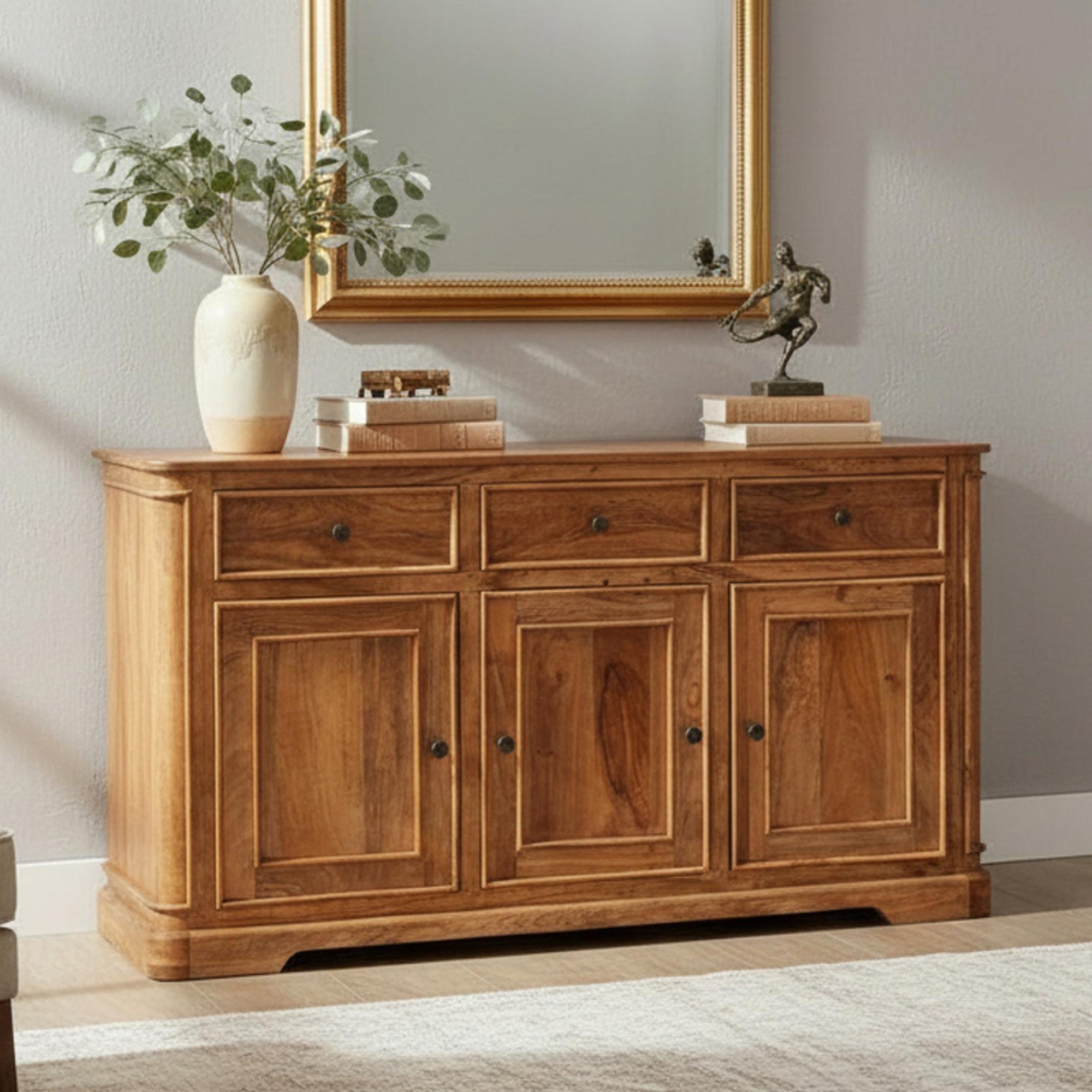 Nalandra Mango Wood 3 Door 3 Drawer 145cm Medium Sideboard