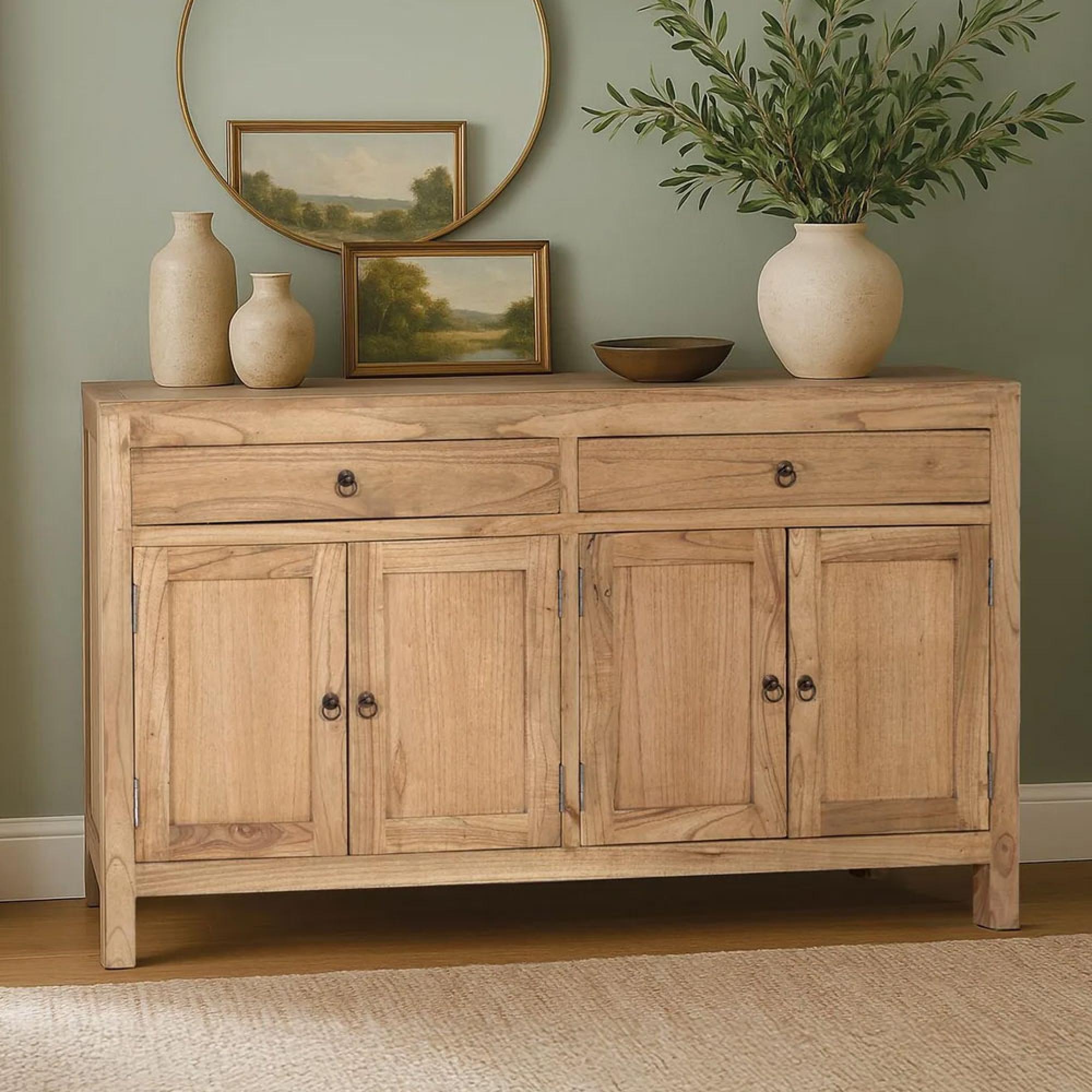 Hydra Natural Mindi Wood 140cm 4 Door 2 Drawer Medium Sideboard