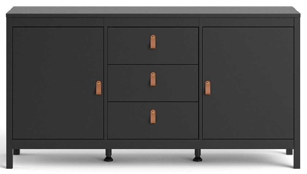 Barcelona Sideboard - 2 Door - 3 Drawer - Medium - Black