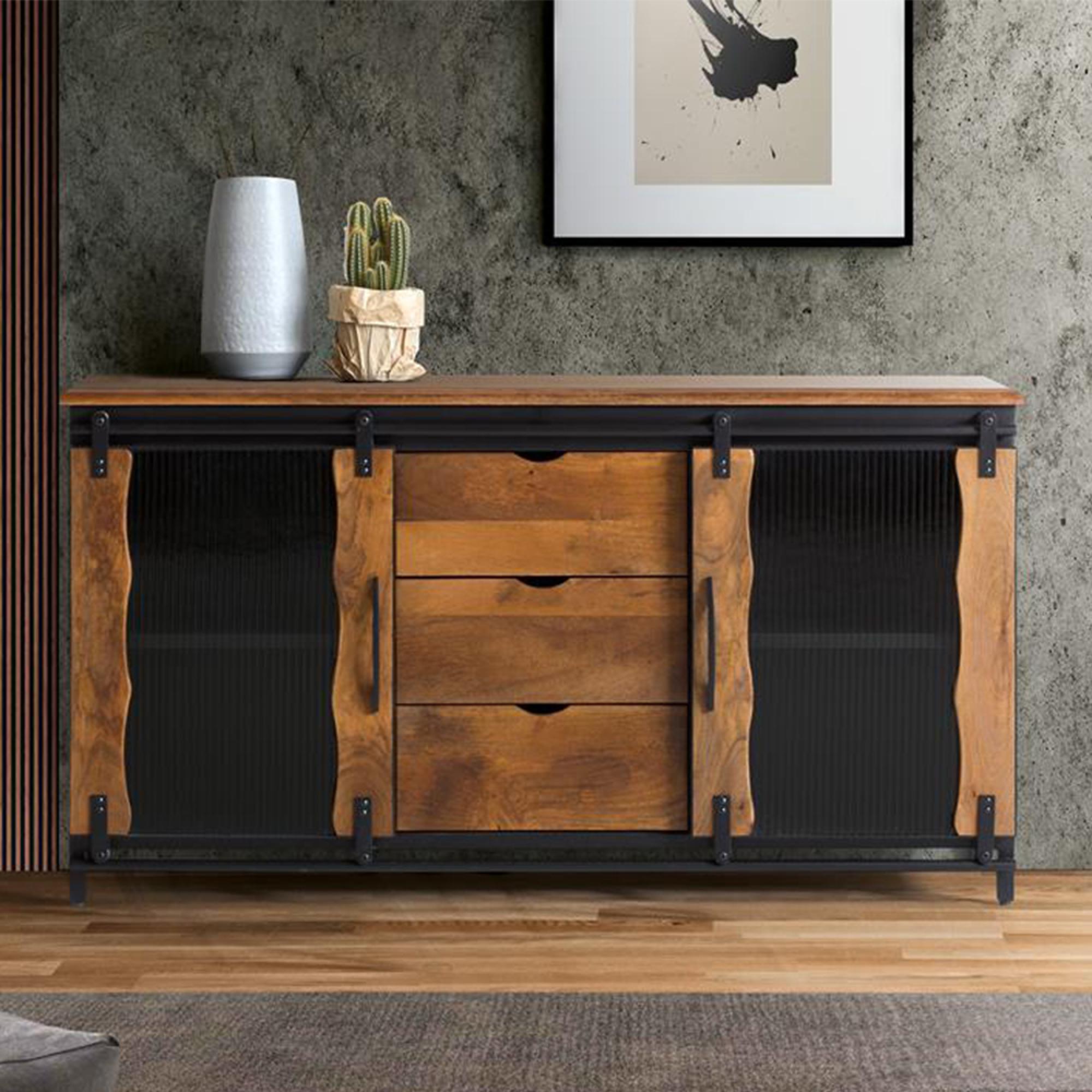 Brescia Sideboard - 2 Door - Medium - 150cm - Mango Wood - Industrial Style