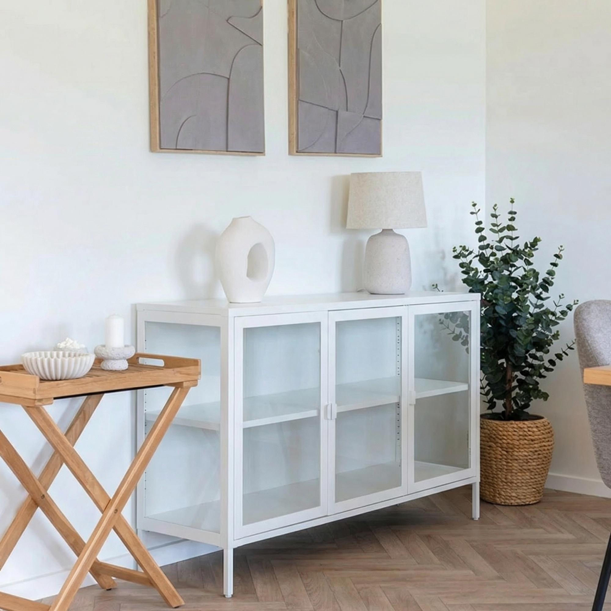 Brisbane Sideboard - 3 Door - Medium - 140cm - White Metal