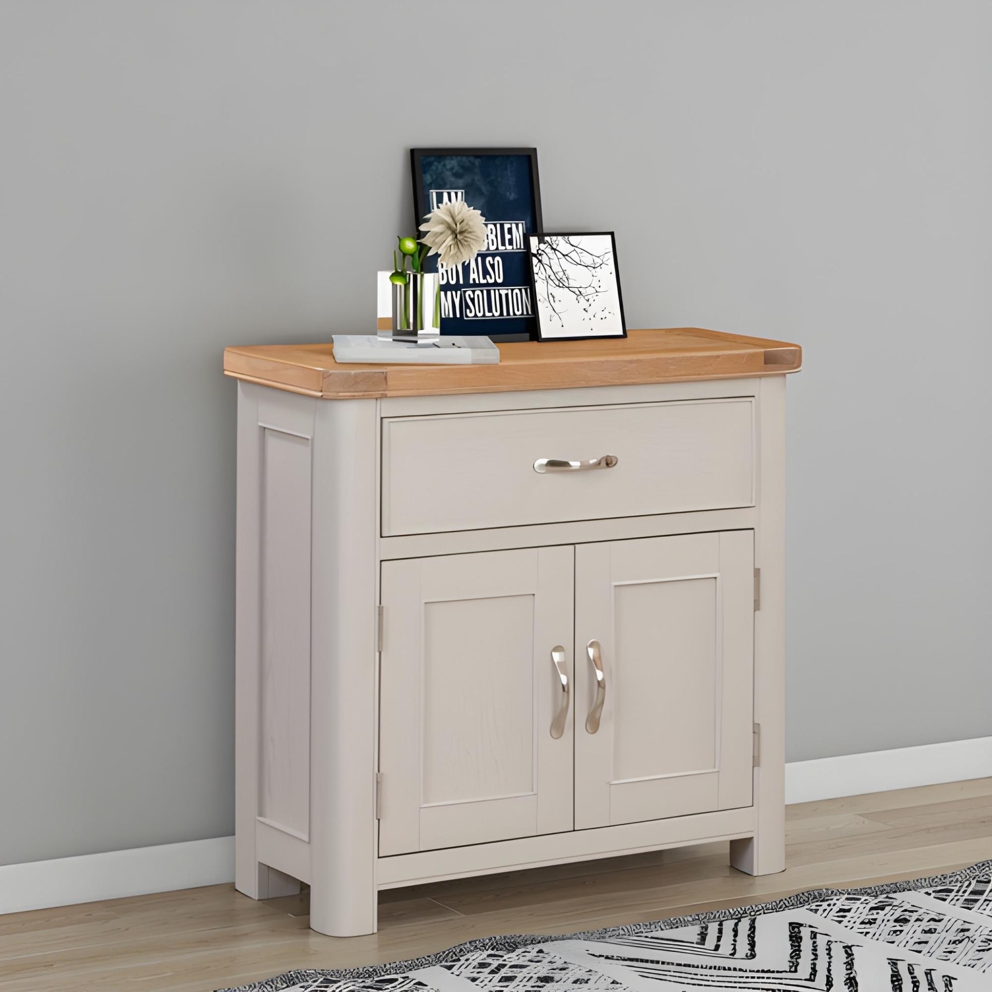 Clarion Sideboard - 2 Door - Compact - 80cm - Oak and Grey