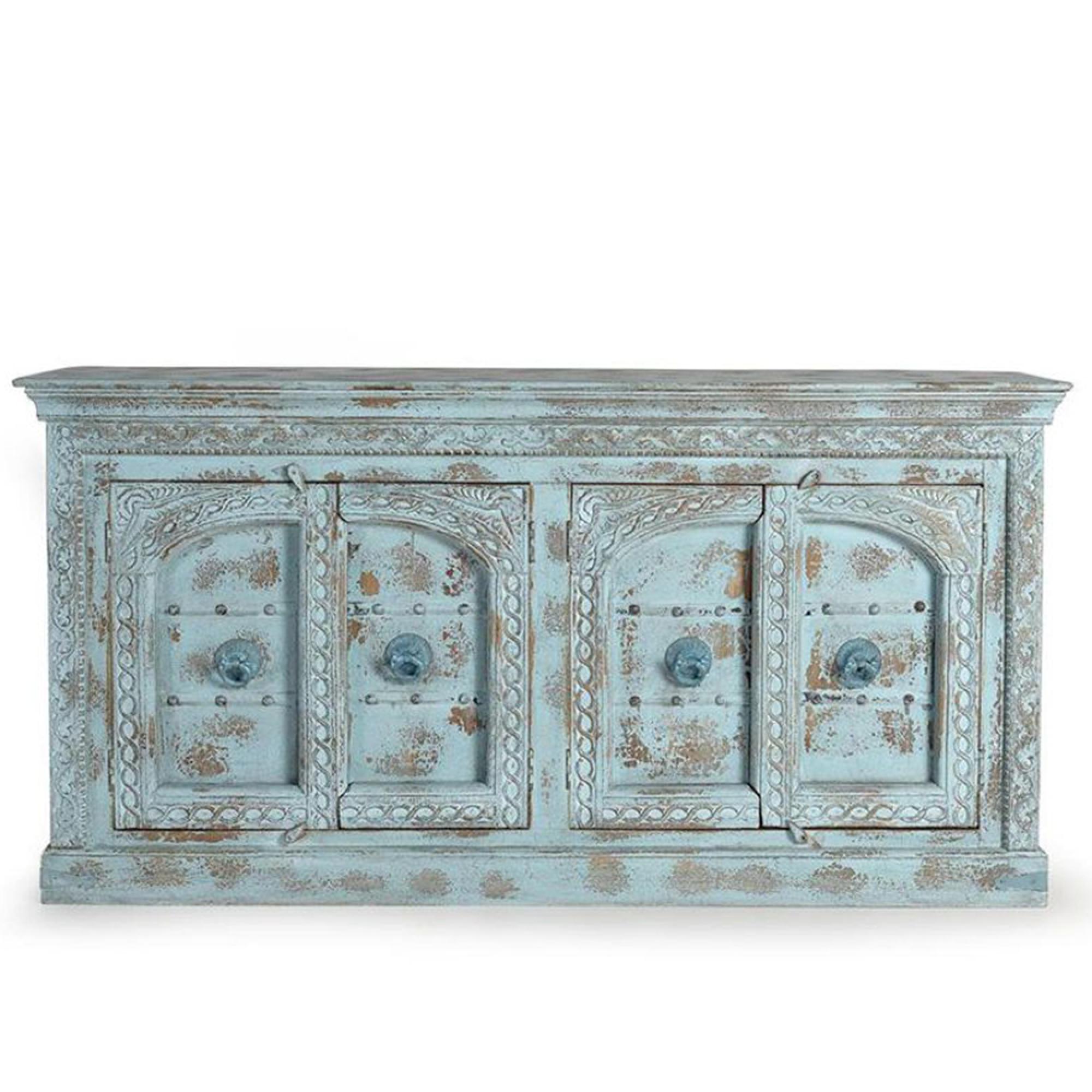 Clearance - Ndrenic Sideboard - Watergreen Mango Wood - 4 Door - Large - 190cm - FSS16388