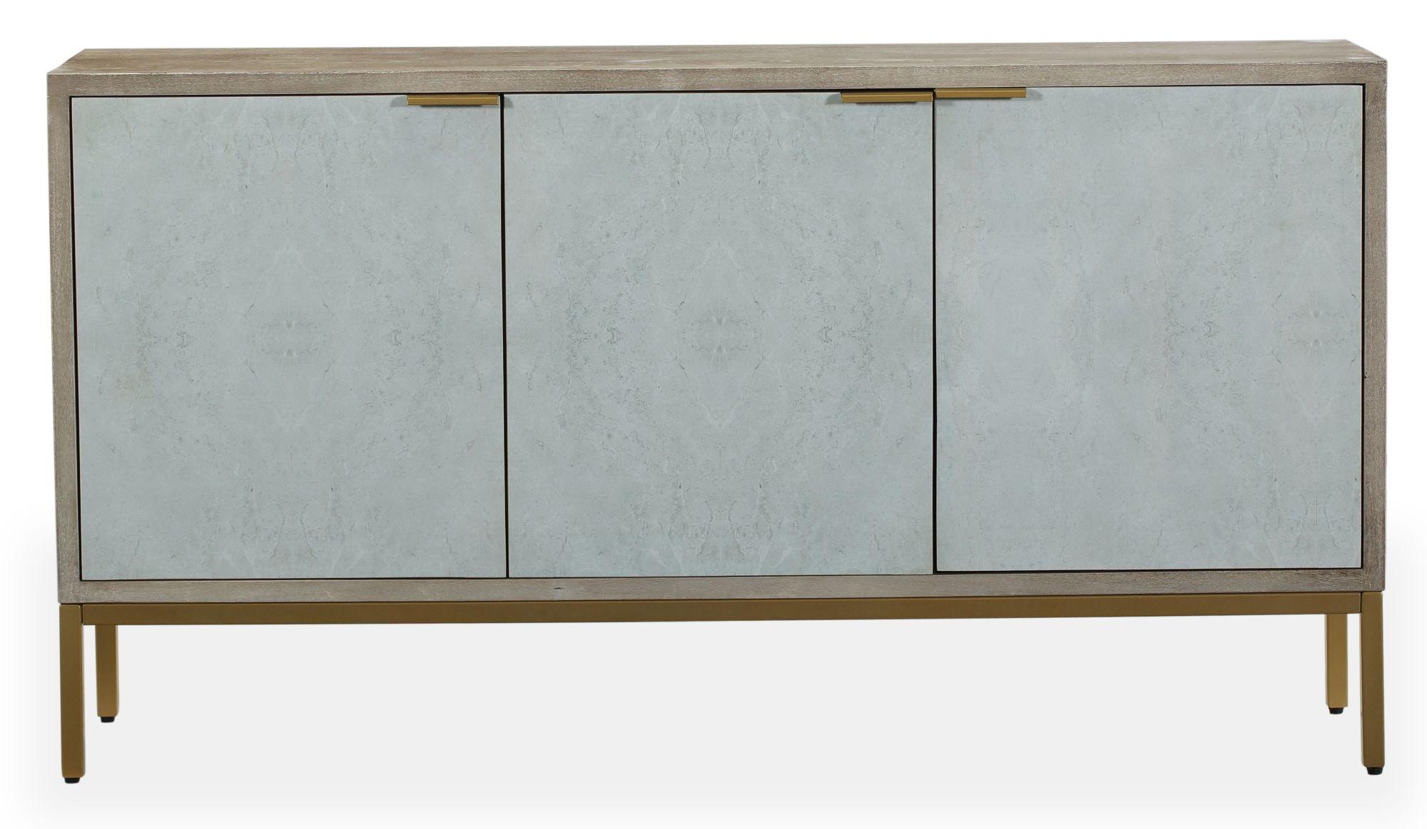 Clearance - Temis Medium Sideboard - 3 Door - Faux Marble - Grey Washed
