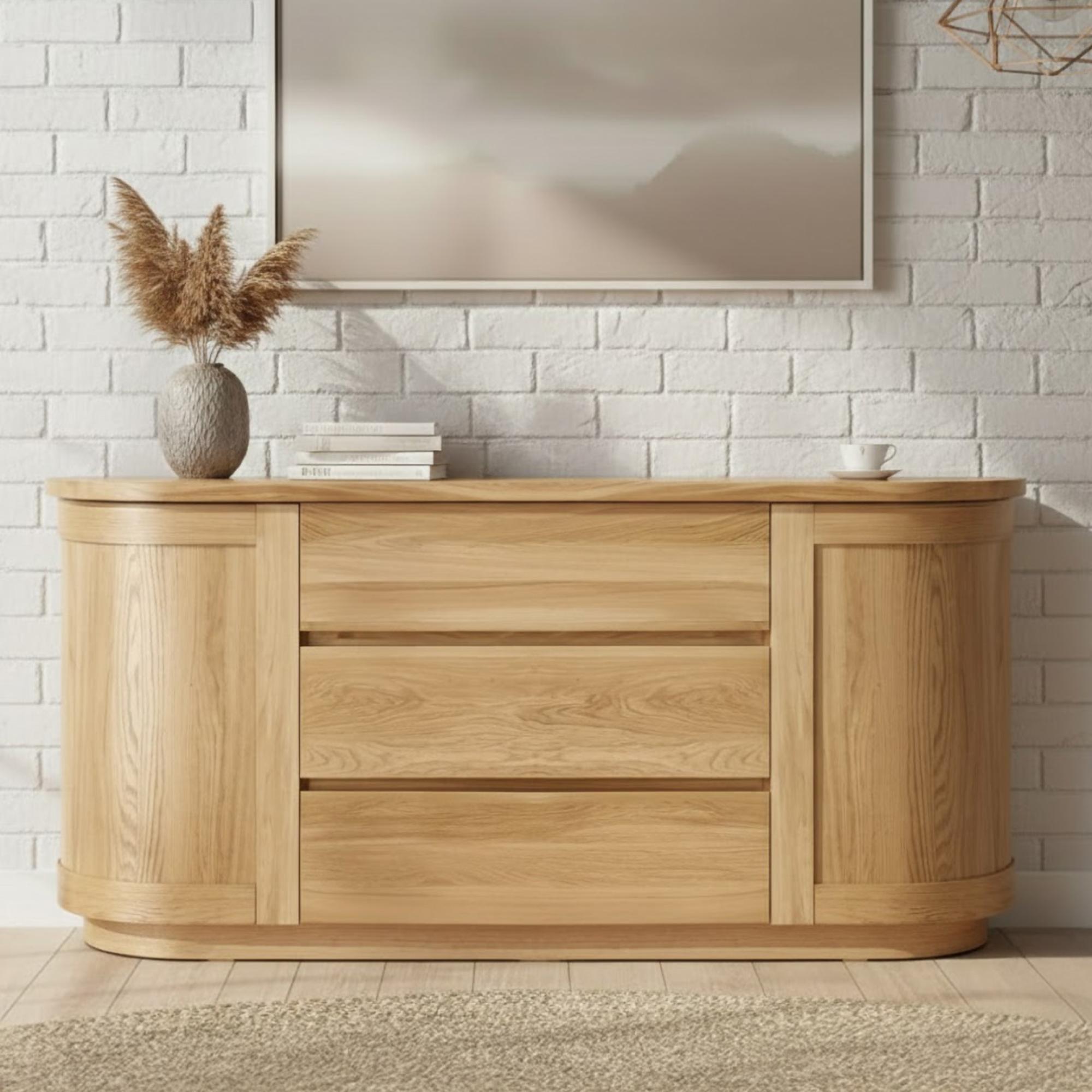 Sorento Wide Sideboard - 3 Drawer - Oak