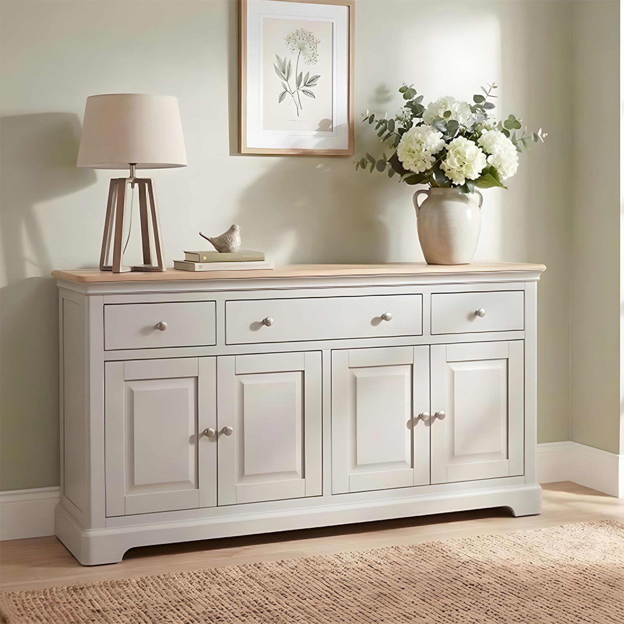 Cromwell Sideboard - 4 Door - 3 Drawer - 162.4cm - Large - Grey Painted