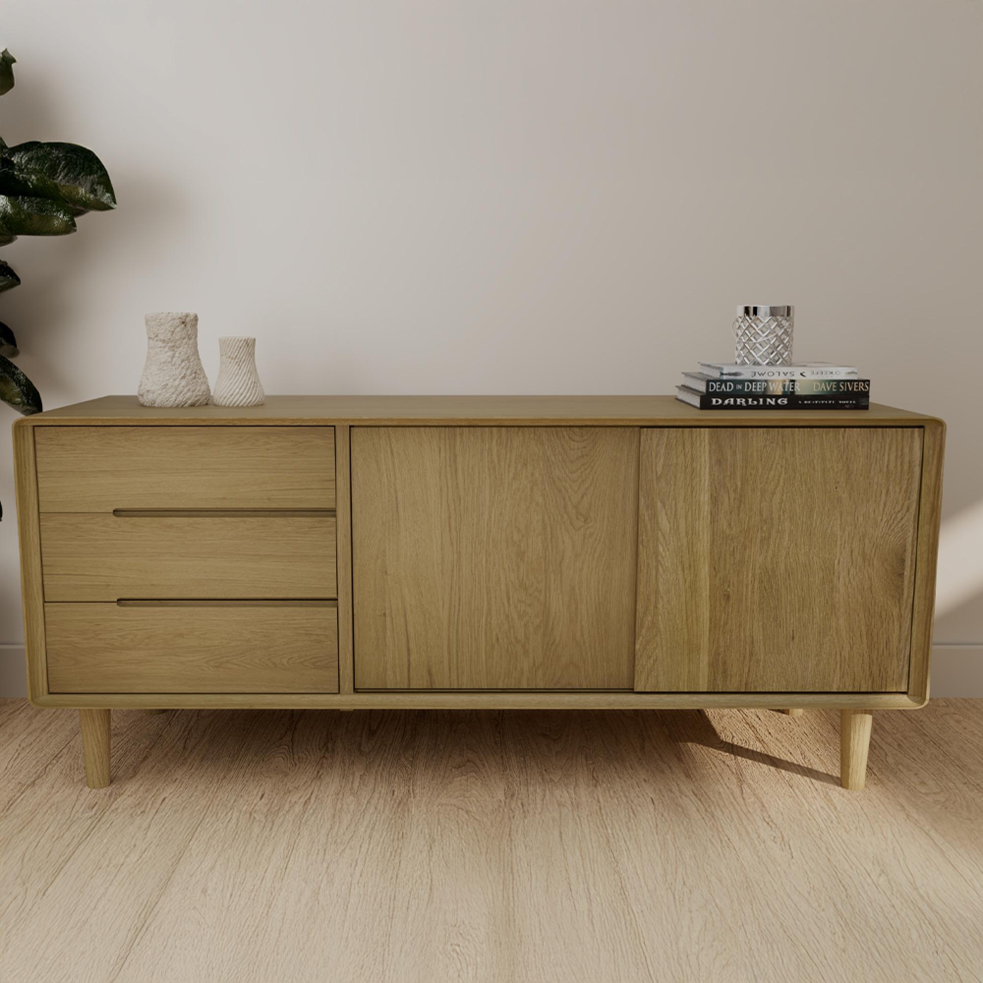 Scandic Sideboard - 2 Door - Medium - 135cm - Oak