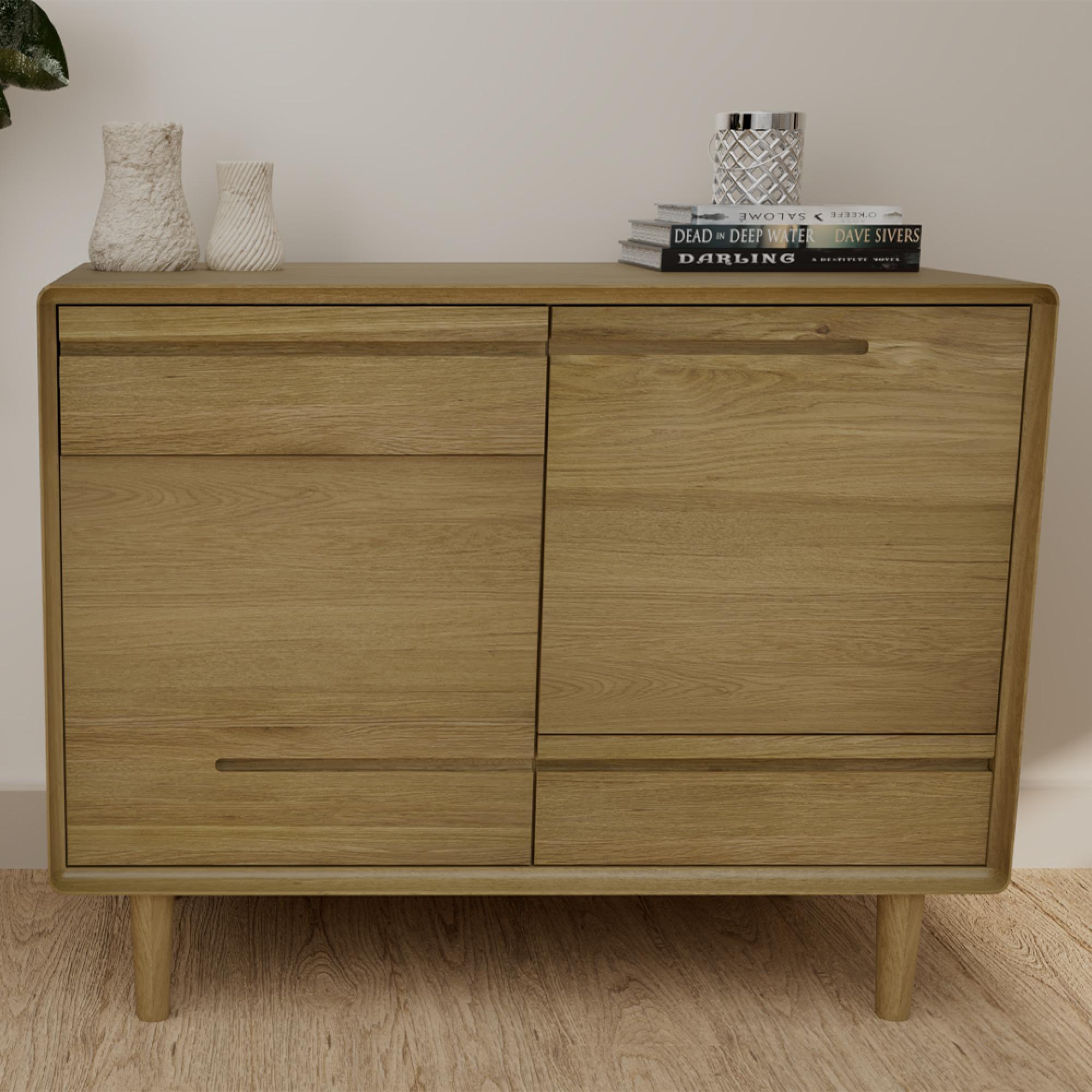 Scandic Sideboard - 2 Door - Small - 90cm - Oak