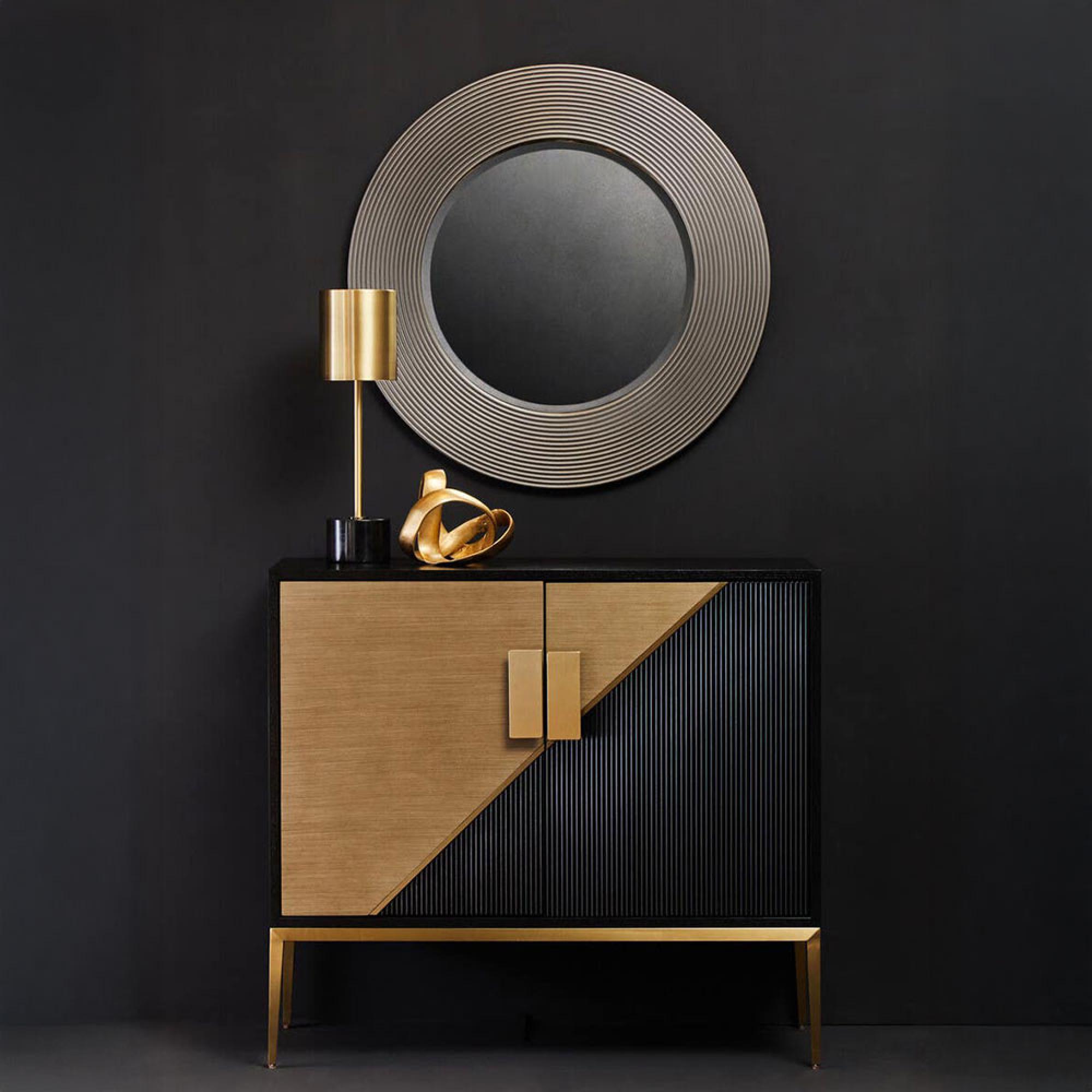 Davoli Sideboard - 2 Door - Small - Black and Gold - 100cm