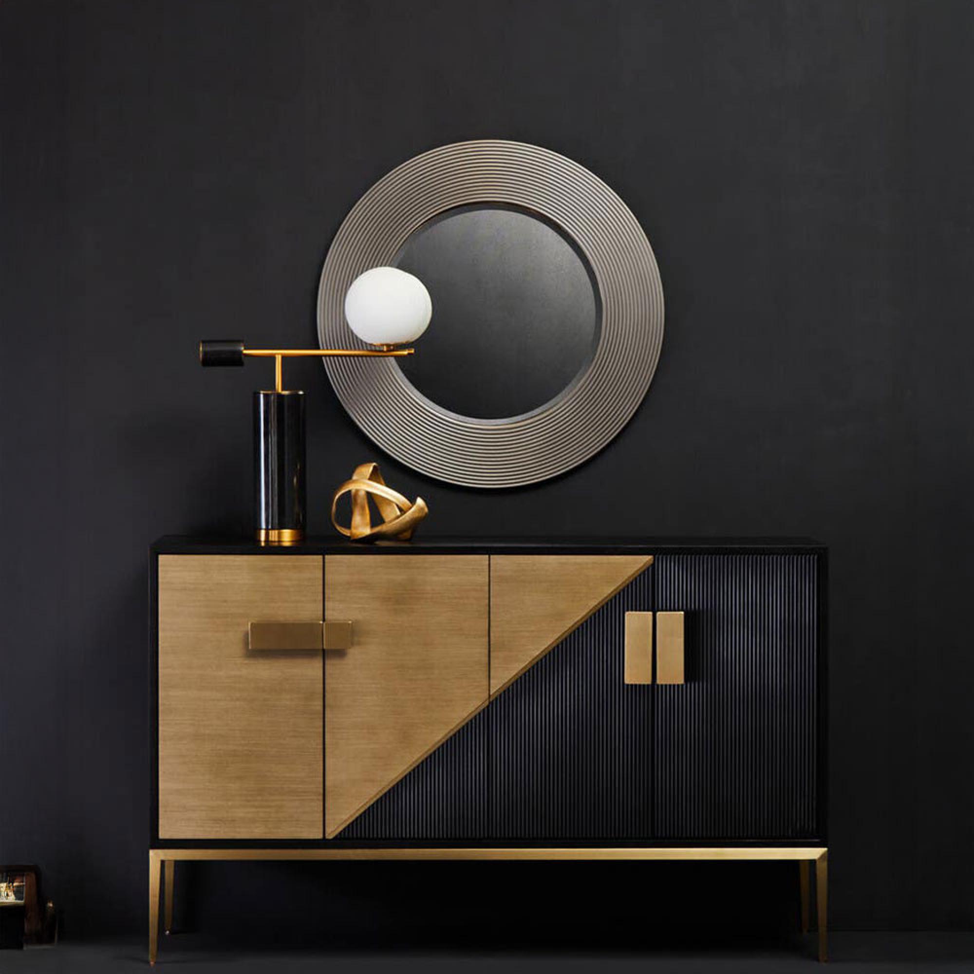 Davoli Sideboard - 4 Door - Medium - Black and Gold - 150cm