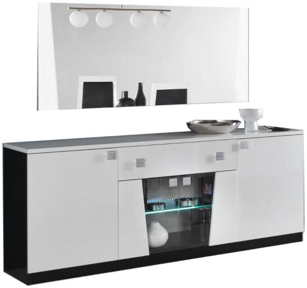 Elisa Sideboard - 4 Door - Extra Large Buffet - with Mirror - White Italian