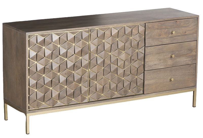 Elyse Mango Wood Sideboard - 2 Door - Large - Geometric