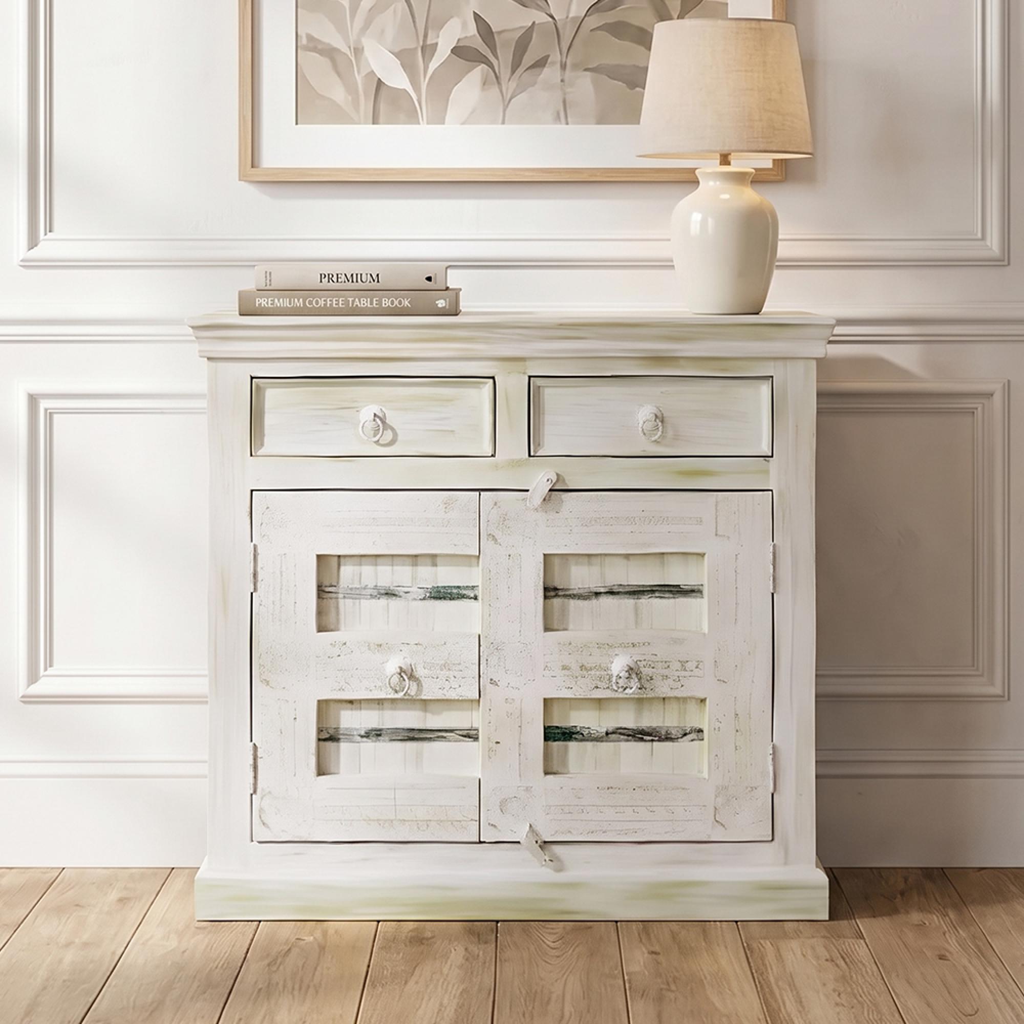 Heritage Sideboard - 2 Door - 2 Drawer - 100cm - Small - Distressed - Mango Wood