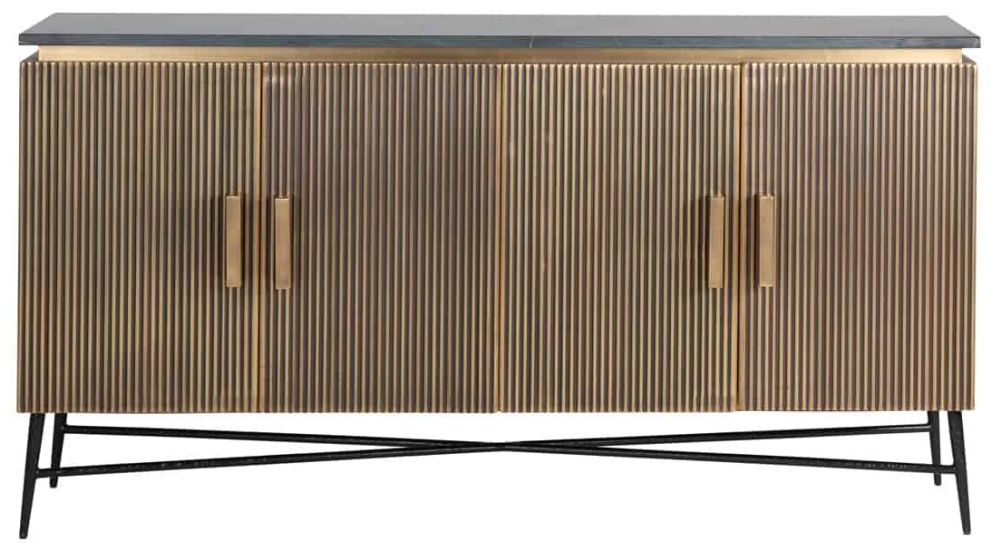 Ironville Brass Ribbed Large 4 Door Sideboard