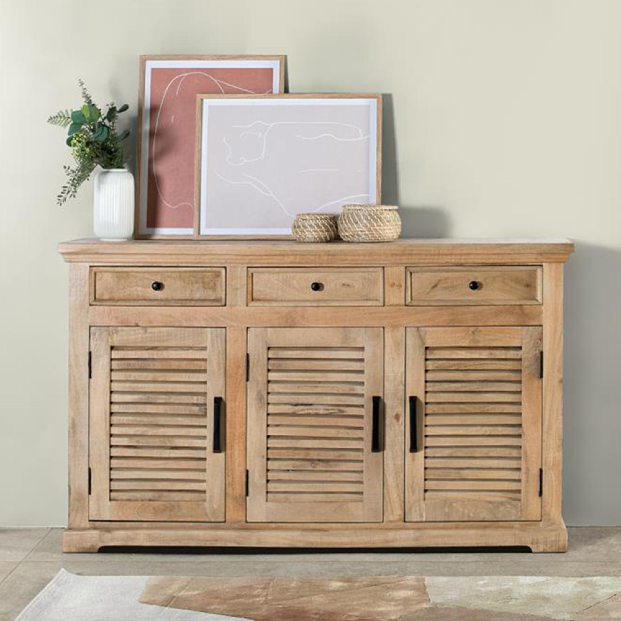 Jaylene Sideboard - Mango Wood - Louvered - 3 Door - Medium - 150cm