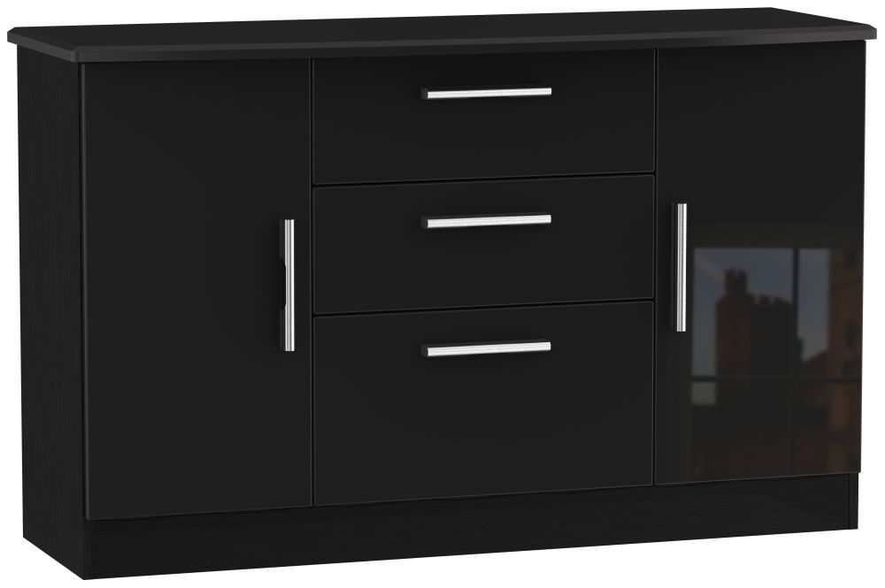 Knightsbridge Sideboard - Medium - 2 Doors - Gloss Black