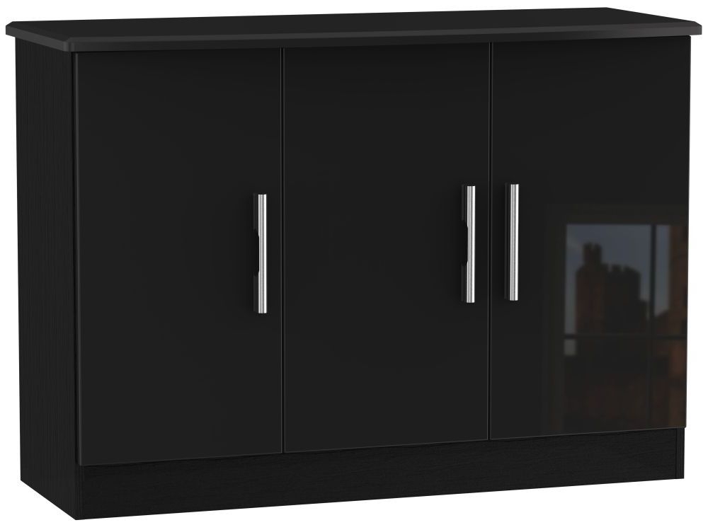 Knightsbridge Sideboard - Small - 3 Doors - Gloss Black