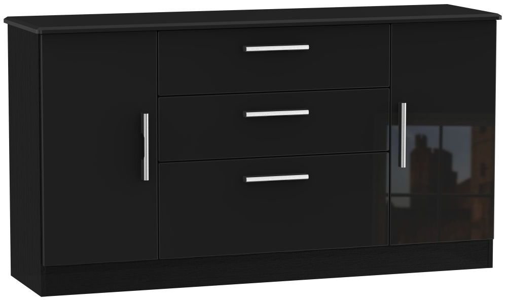 Knightsbridge Sideboard - Wide - 2 Doors - Gloss Black