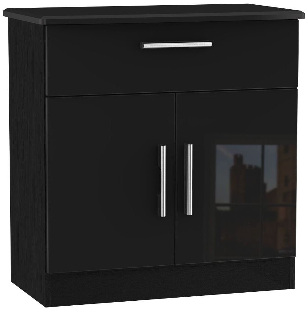 Knightsbridge Sideboard - Compact - 2 Doors - Gloss Black