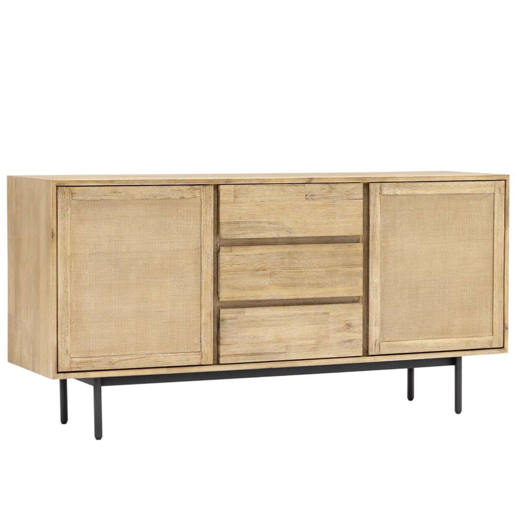 Maddox Sideboard - Acacia Wood and Rattan - 2 Door - Large - 160cm