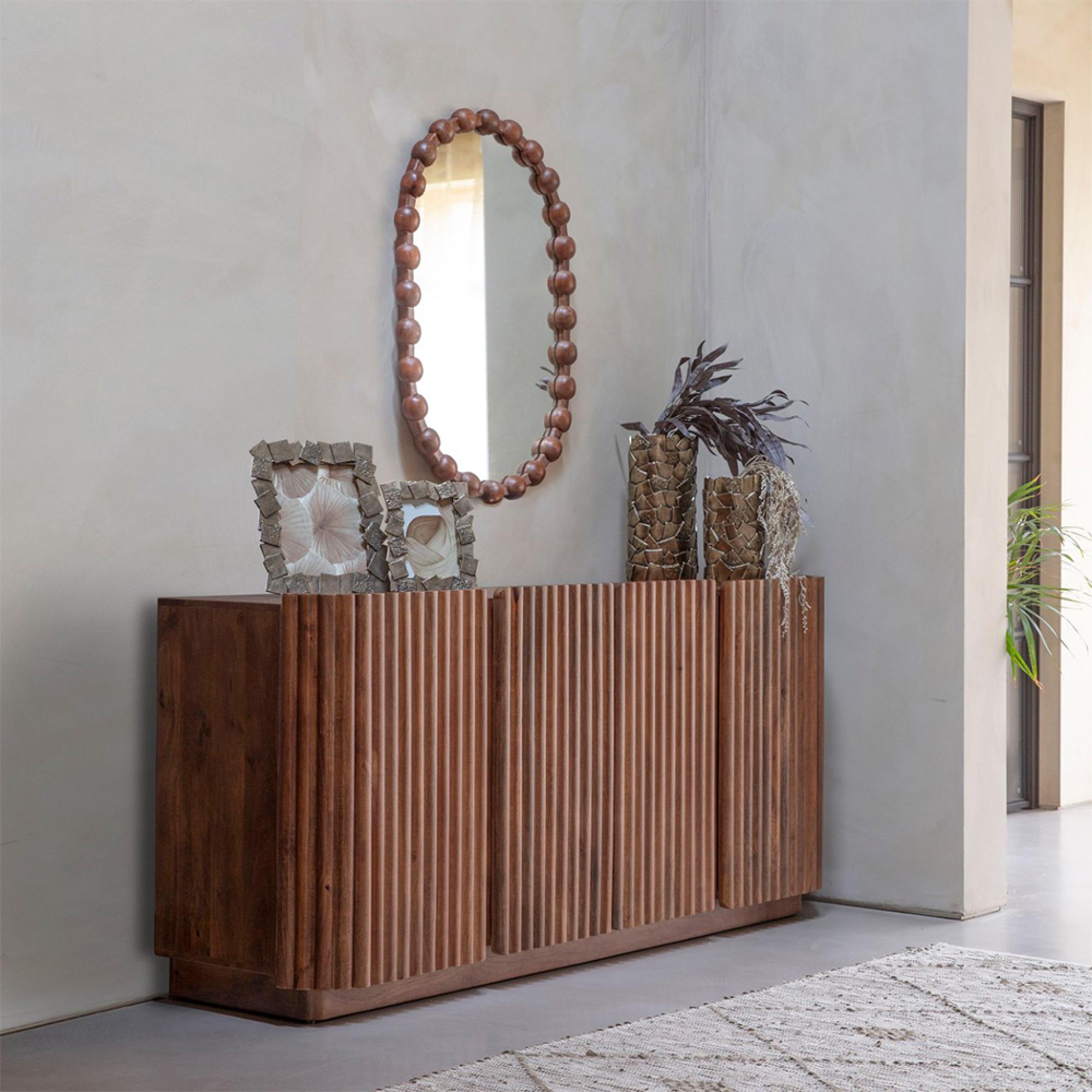 Monterey Sideboard - Dark Wood - 4 Door - Fluted - Large - 175cm