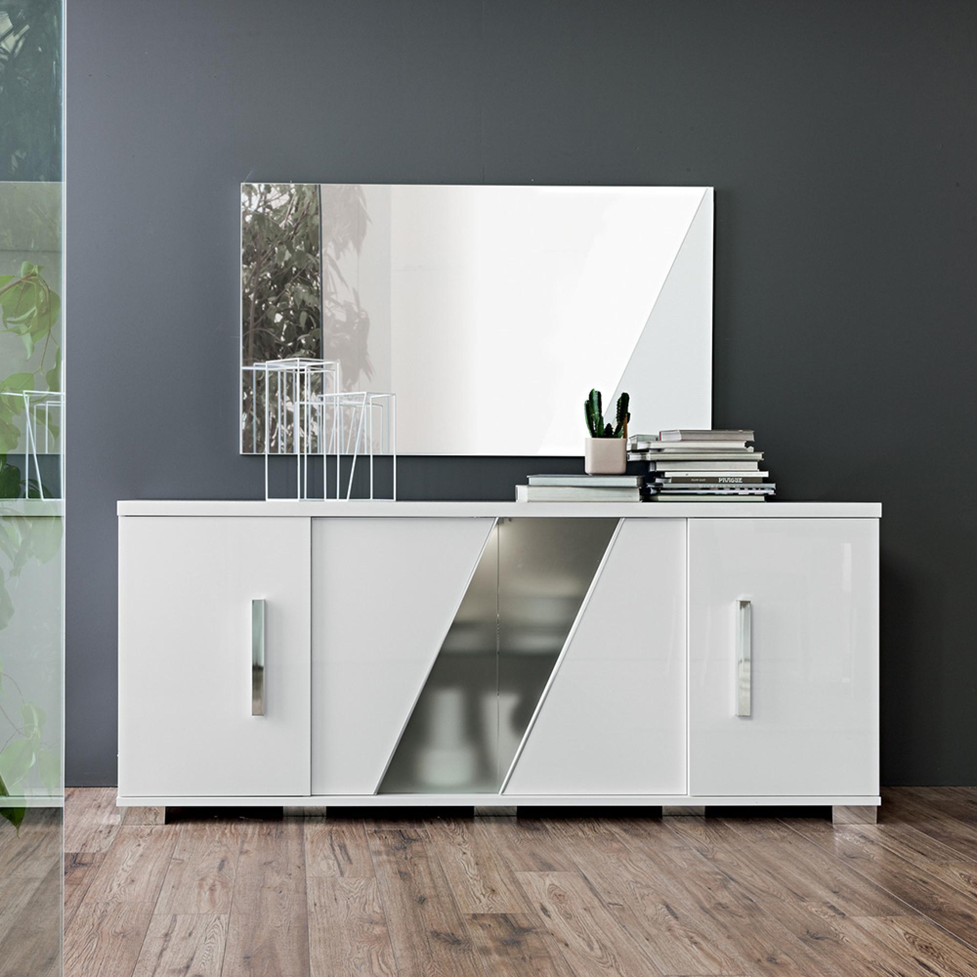 Lisa Extra Large Buffet Sideboard - 4 Door - White