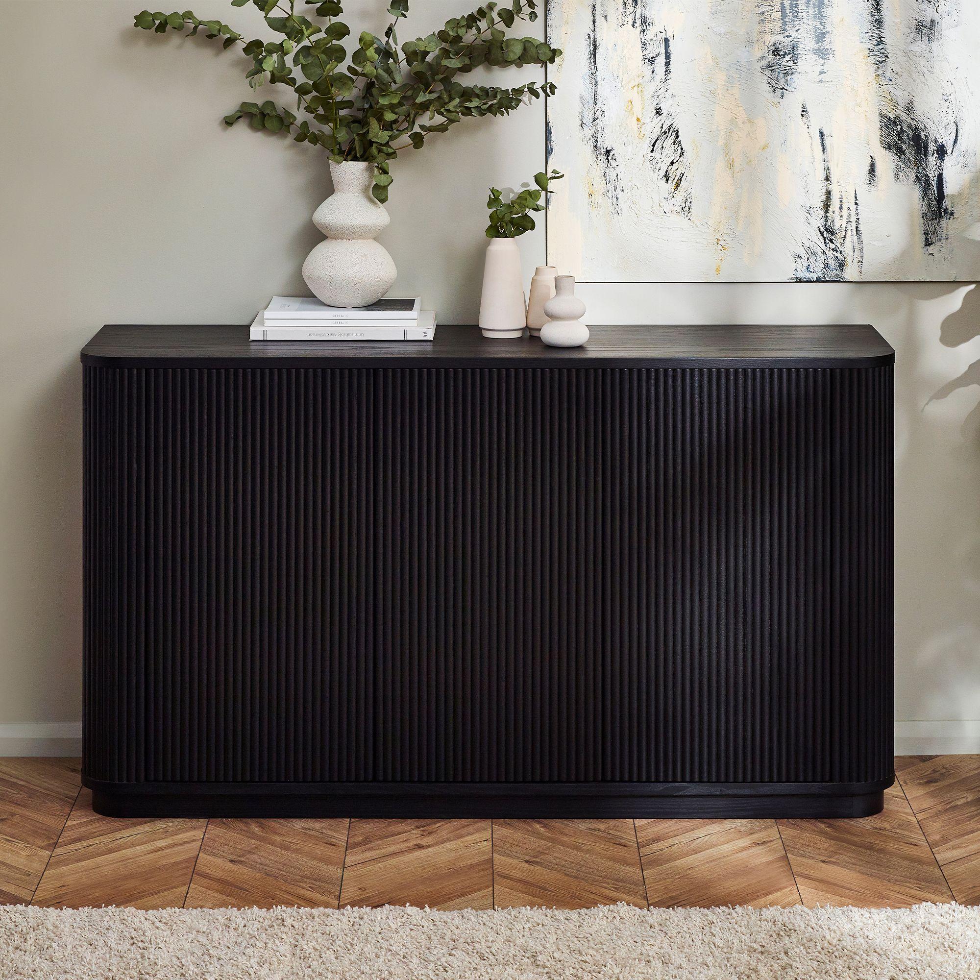 Louis Sideboard - 3 Door - Medium - Black - Fluted Base