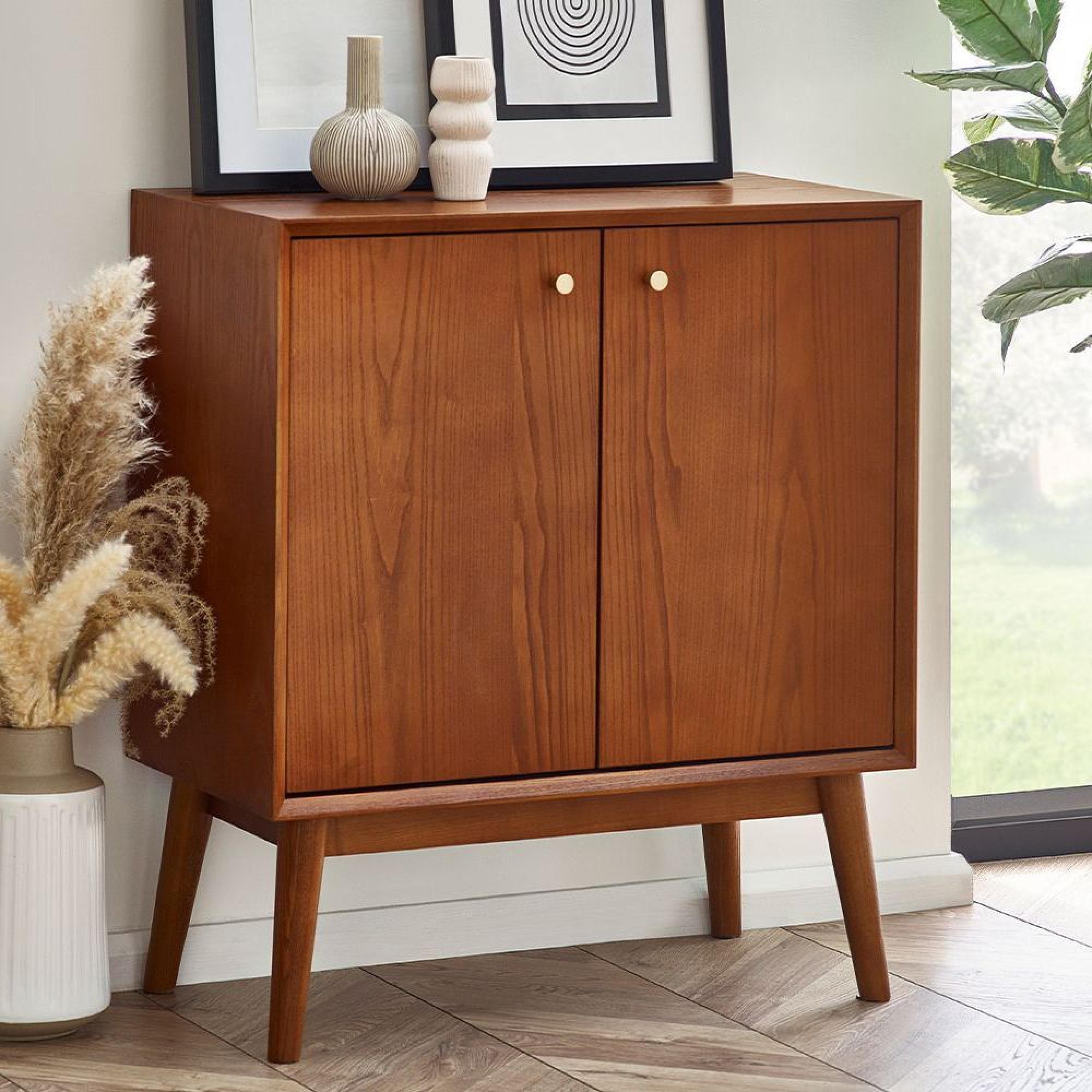 Lowry Sideboard - 70cm - Compact - 2 Door - Cherry Wood - Retro Style