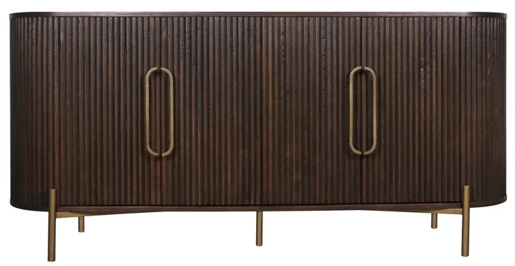 Luxor Brushed Brass Ribbed 4 Door Extra Large Curved Sideboard