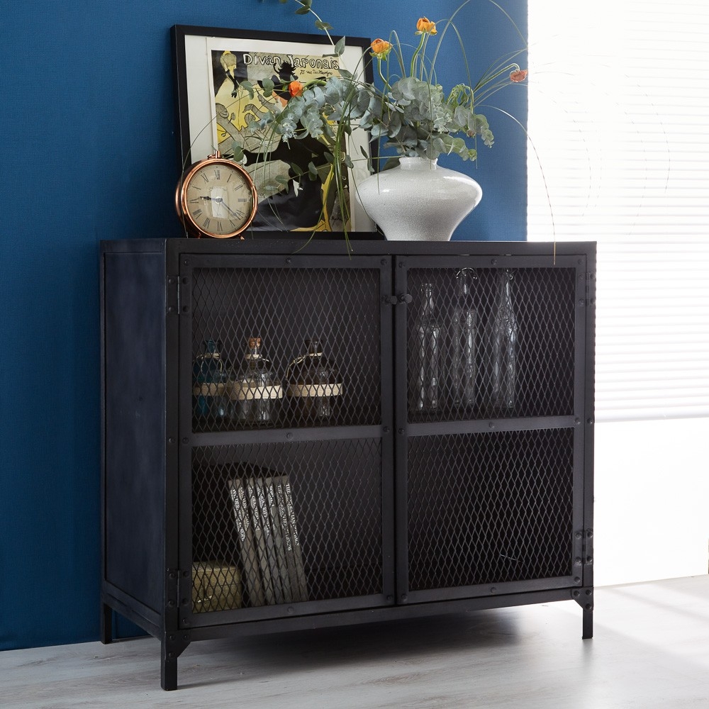 Mateo Sideboard - 2 Door - Small - 90cm - Industrial Style - Black