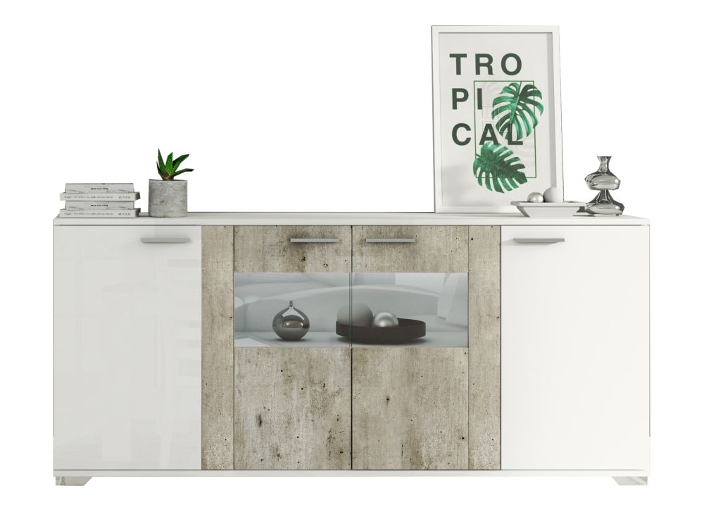 Messina Sideboard - 4 Door - Extra Large - 190cm - White & Grey